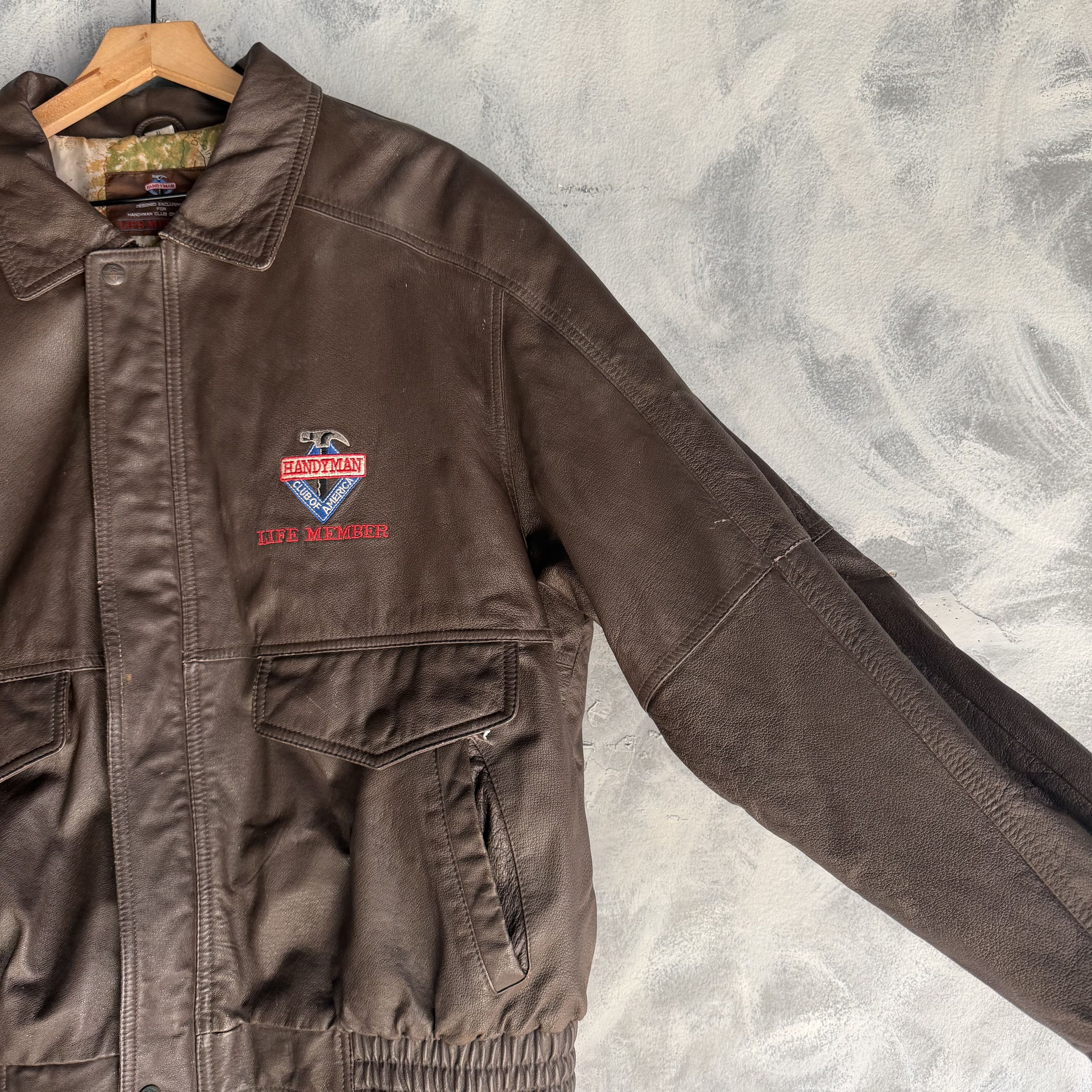 Other Vintage Handyman Club Of America Bomber Leather Jacket A2 Size US XL / EU 56 / 4 - 4 Thumbnail