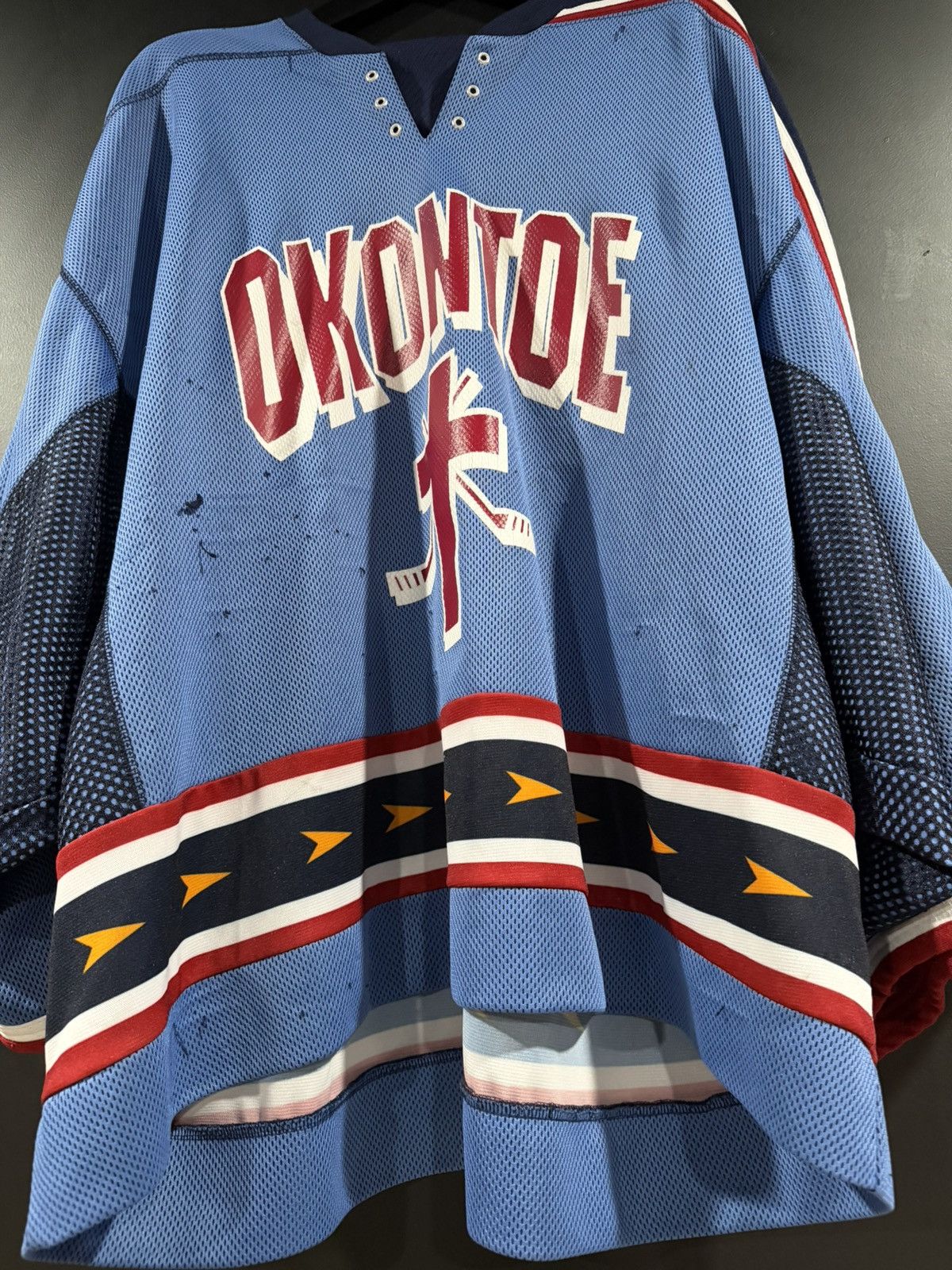 Vintage 1990s Vintage Okontoe Jesus Distressed Grunge Goalie Jersey Size US XXL / EU 58 / 5 - 6 Thumbnail