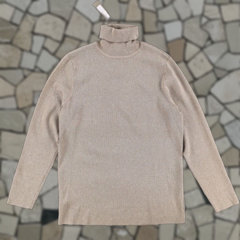 Vintage Chicos Shirt Women 3 Turtleneck Mock Long Sleeve Gold Metallic Sweater Vintage? (wait) Size XS / US 0-2 / IT 36-38 - 1 Thumbnail