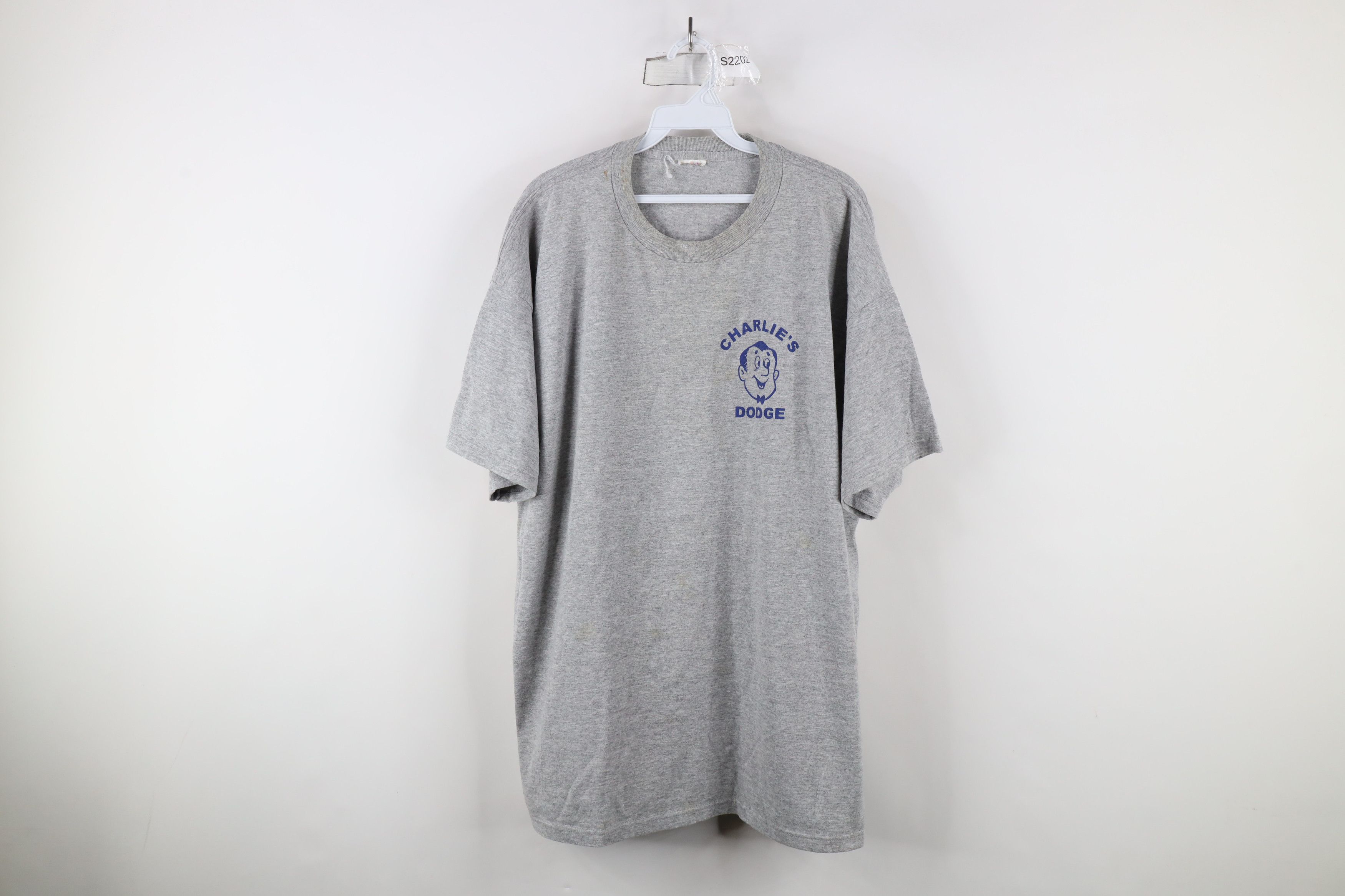 Vintage Vintage 90s Charlies Dodge Ram Big Logo T-Shirt Heather Gray Size US XXL / EU 58 / 5 - 1 Thumbnail