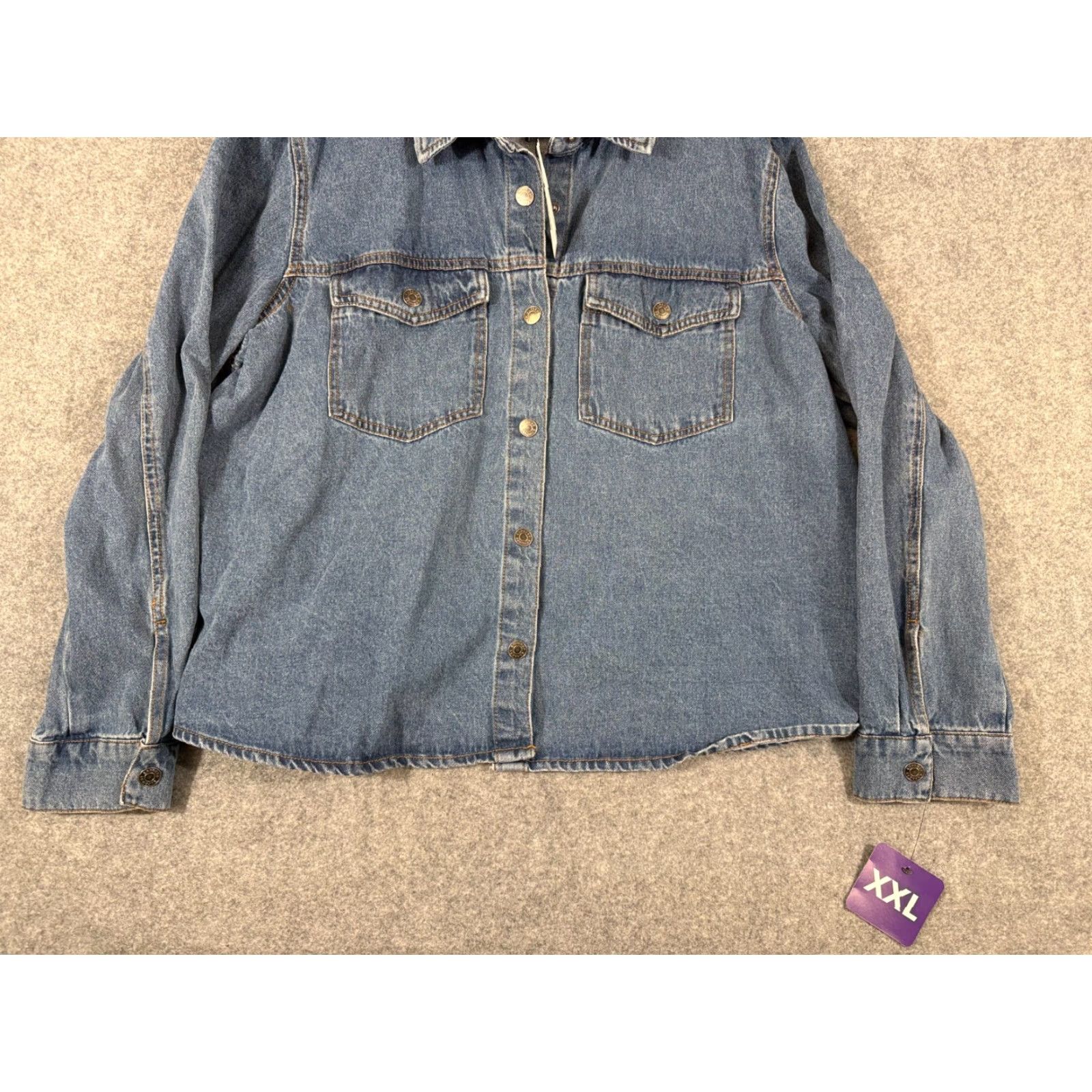 Express Express Denim Jacket Womens 2XL Blue Snap Front Pockets Long Sleeve NWT Size XXL / US 16-18 / IT 52-54 - 4 Thumbnail