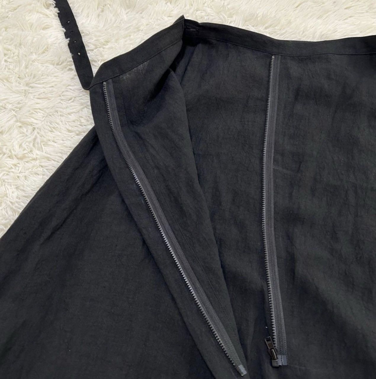 Yohji Yamamoto Yohji Yamamoto Femme Linen Asymmetrical Zip Flare Wrap Skirt Size 29" - 9 Thumbnail