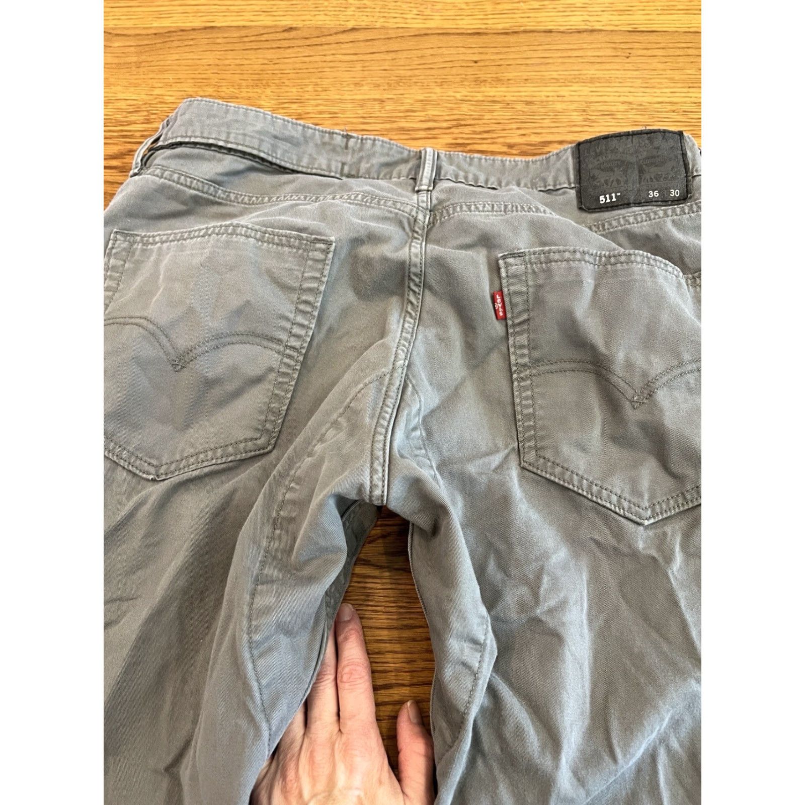 Levi's Levi's 511 Jeans Mens 36x30 Gray Wash Slim Tapered Leg Stretch Denim 5-Pocket Zip Button Size US 36 / EU 52 - 4 Thumbnail