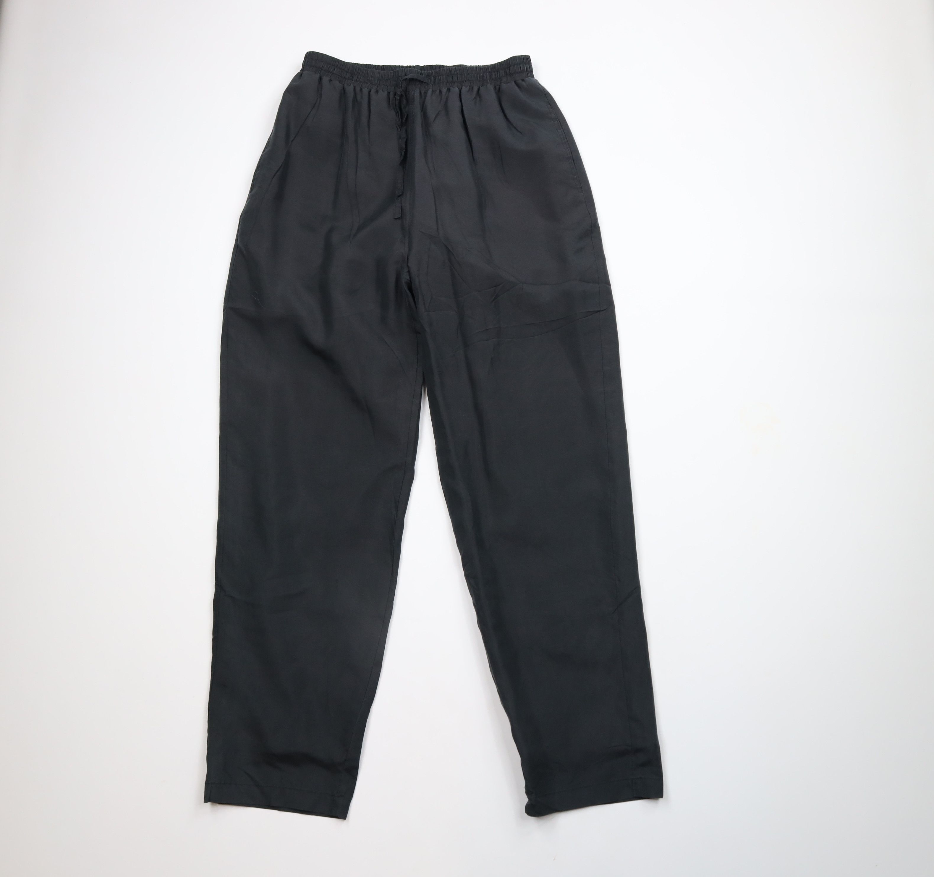 Vintage Vintage 90s Streetwear Blank Silk Tapered Leg Pants Black Size US 34 / EU 50 - 1 Thumbnail