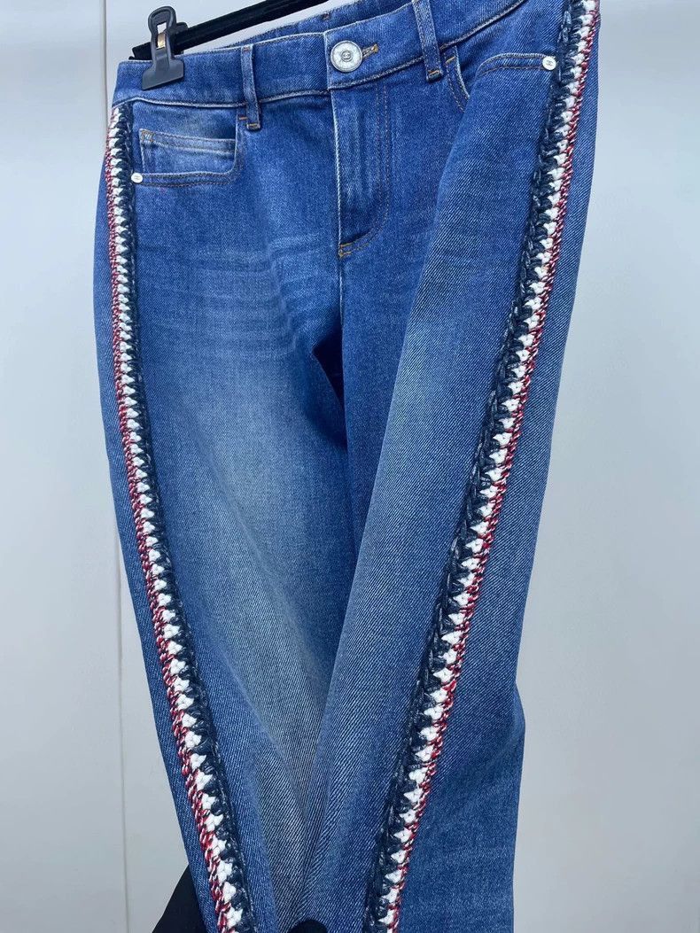 Chanel Chanel Blue Denim Side Braided Pants -2505 Size US 36 / EU 52 - 5 Thumbnail
