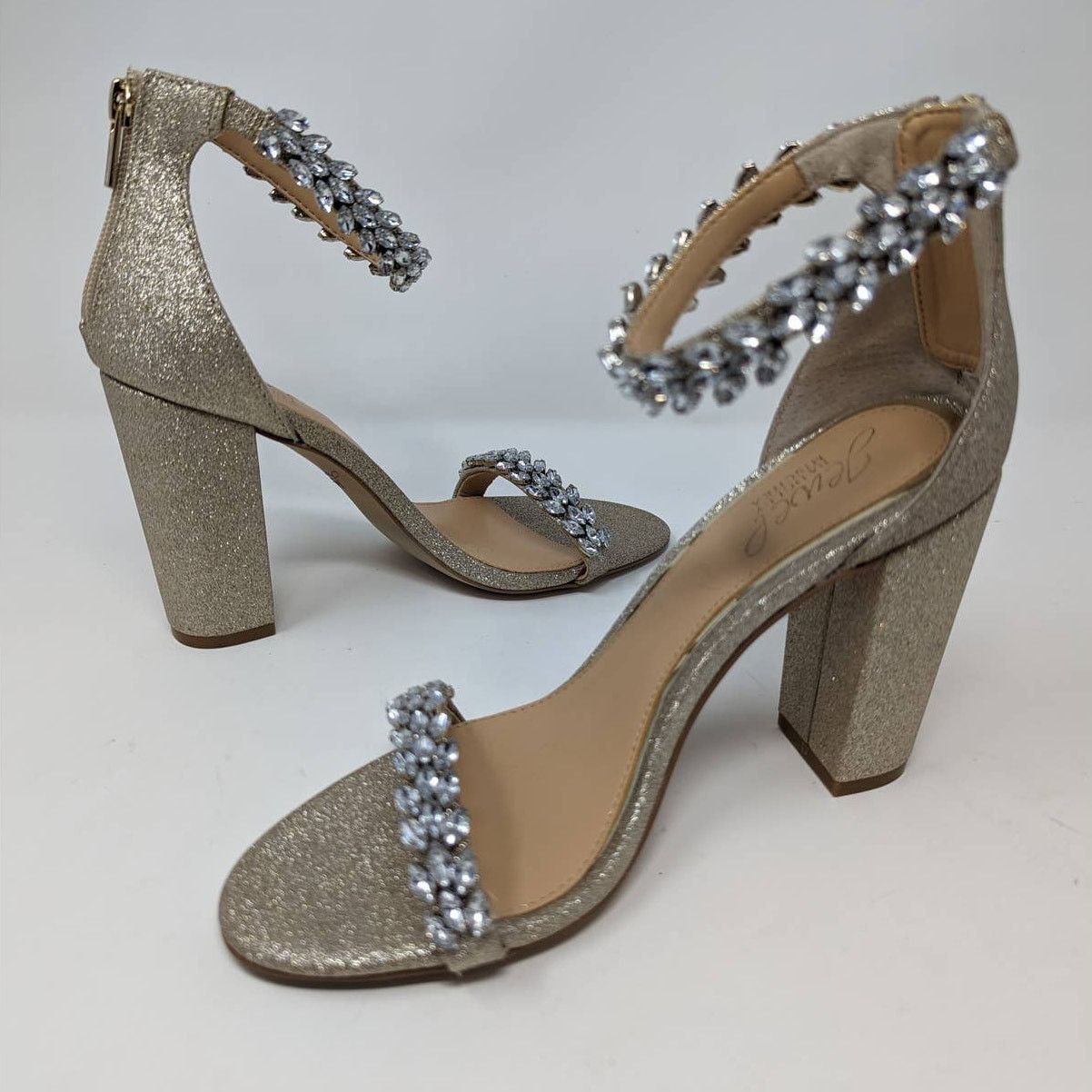 Badgley Mischka Jewel by Badgley Mischka Mayra Ankle Strap Evening Shoe Size US 7.5 / IT 37.5 - 13 Thumbnail