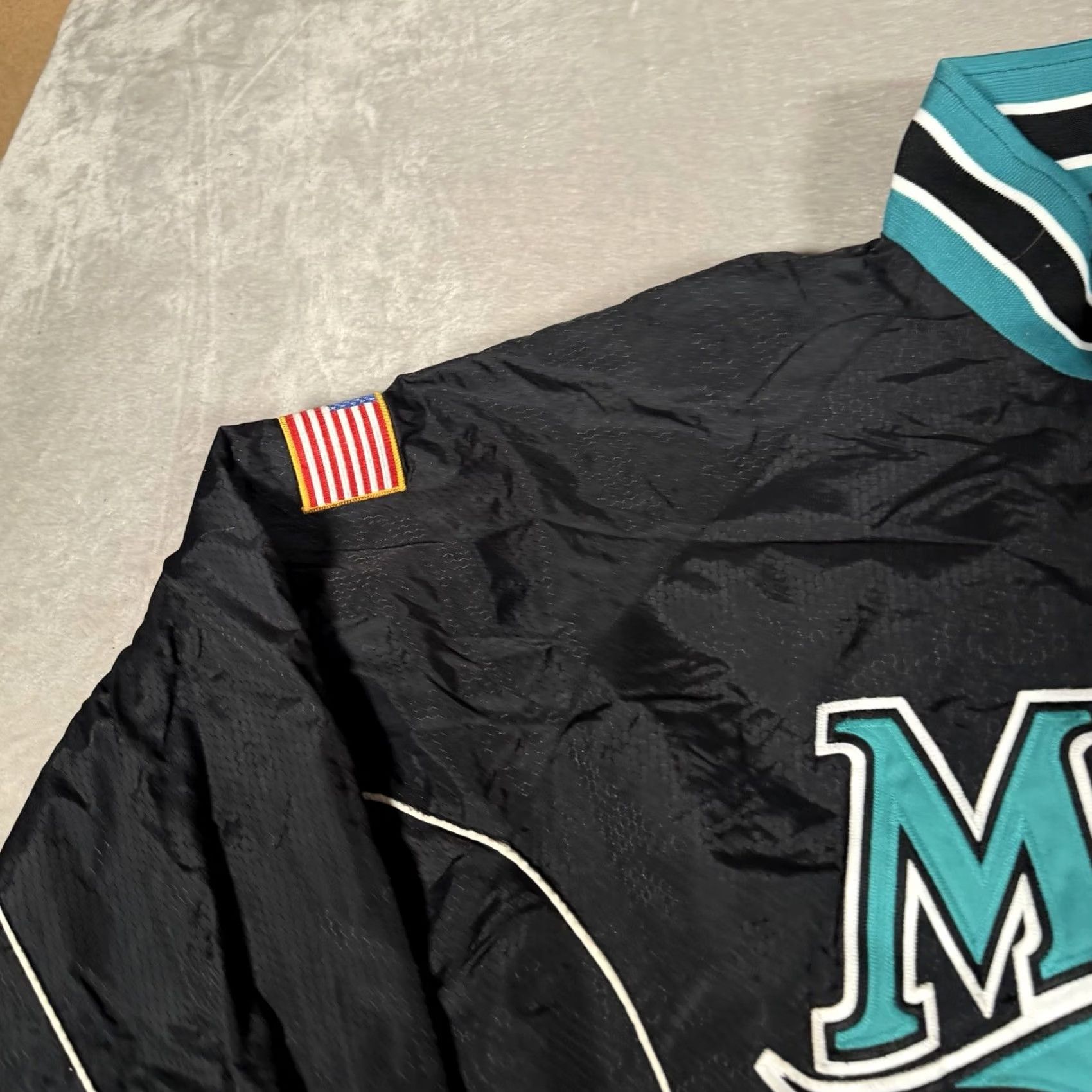 MLB VINTAGE Majestic Florida Marlins Jacket Bomber Mens XXL Black MLB Full Zip Size US XXL / EU 58 / 5 - 4 Thumbnail