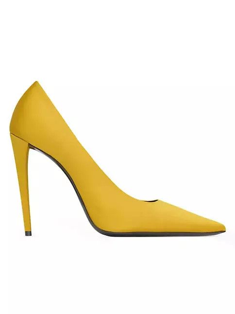 Saint Laurent Paris oc11z1125 Monceau Pumps In Satin Crepe in Yellow Ochre Size US 12 / IT 42 - 1 Thumbnail