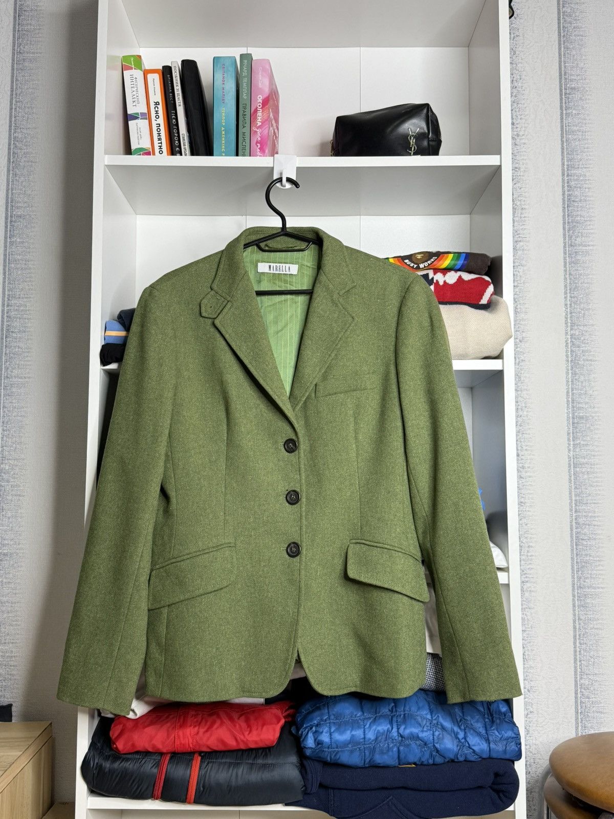 Marella Marella Green Wool Blazer Size L / US 10 / IT 46 - 1 Thumbnail