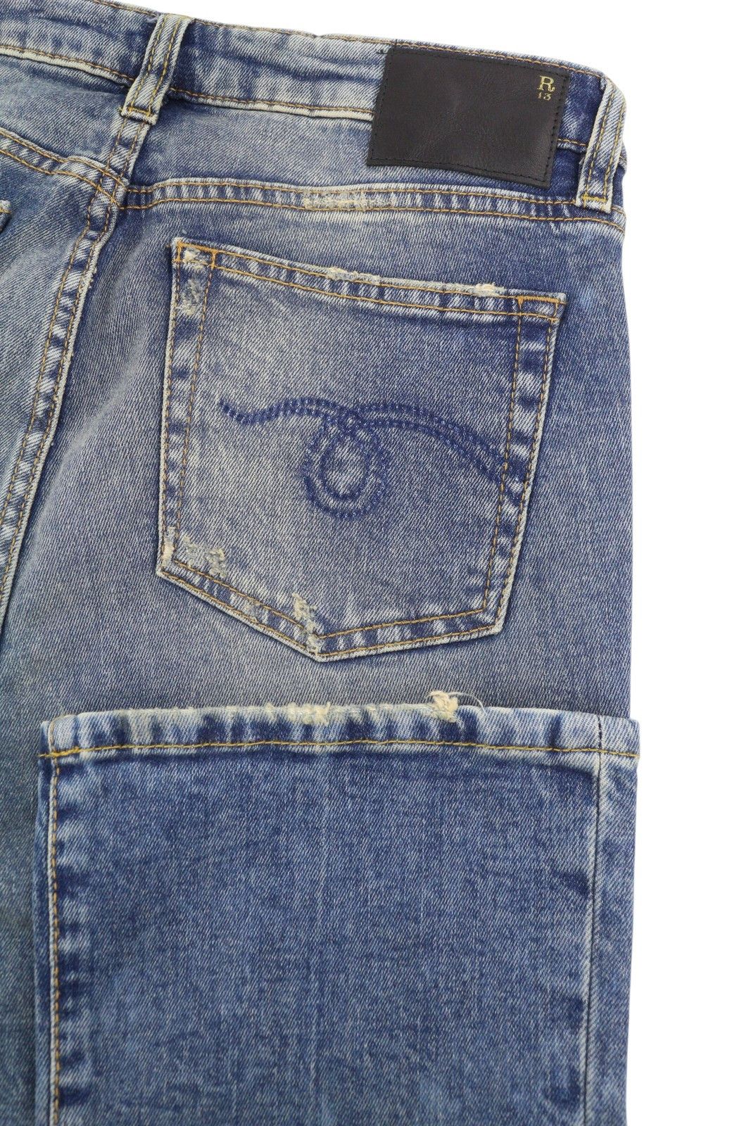 R13 KICK FIT 27 Kelly Faded Denim RRP699 87181 Size 27" / US 4 / IT 40 - 6 Thumbnail