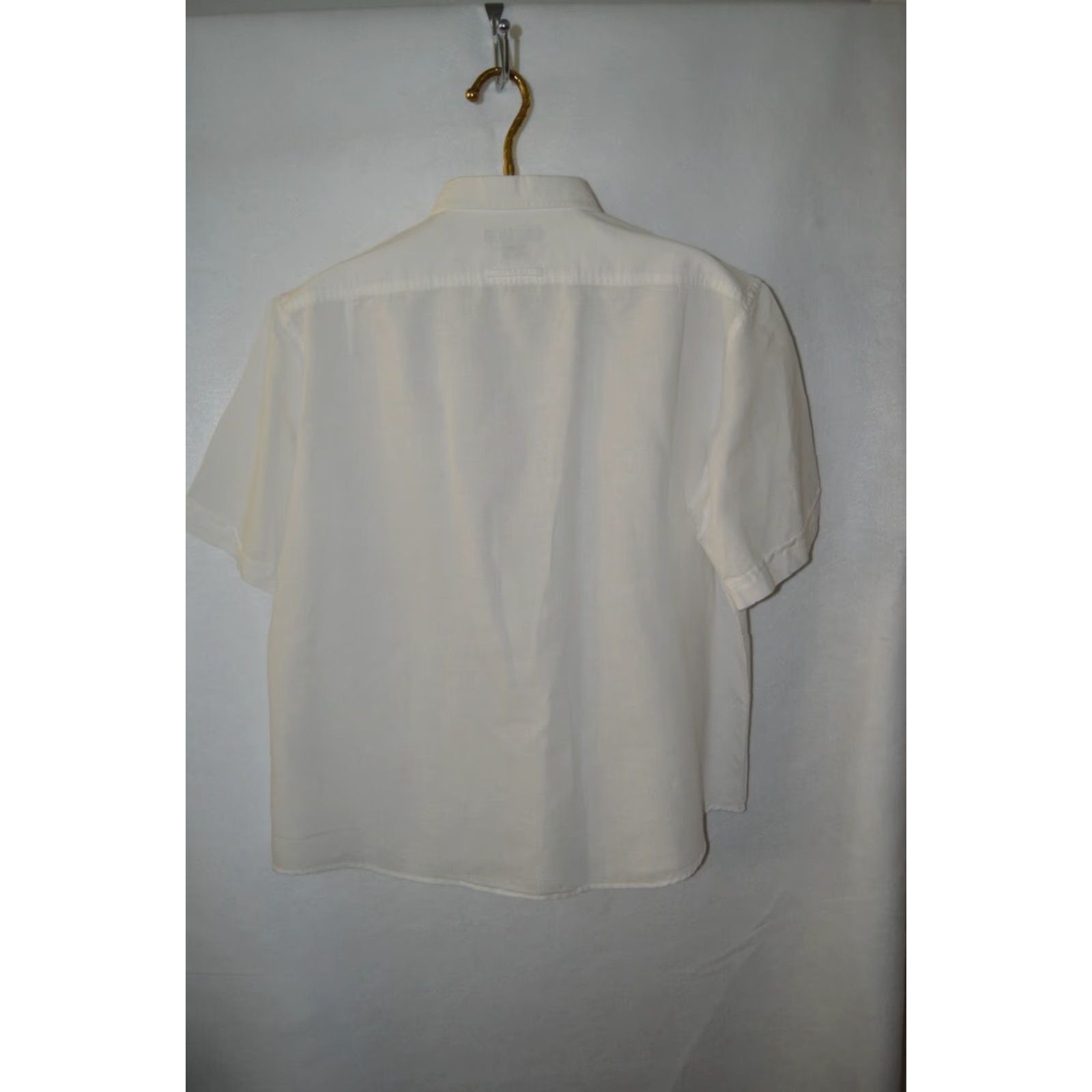 Liz Claiborne CLAIBORNE Shirt XL White Linen Blend Button-Up Short Sleeve Casual Mens Size US XL / EU 56 / 4 - 2 Thumbnail