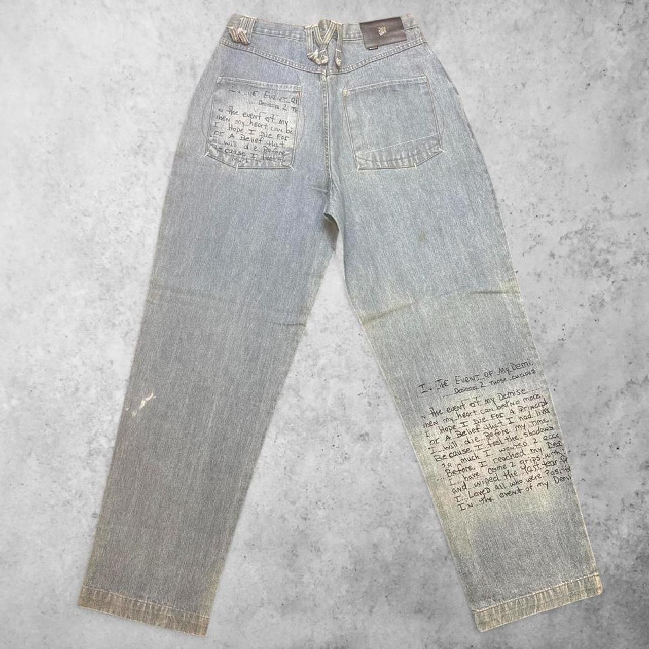 Makaveli VTG Makaveli Tupac 2Pac 90s Hip Hop Wide Leg Denim Poem Size US 33 - 2 Thumbnail