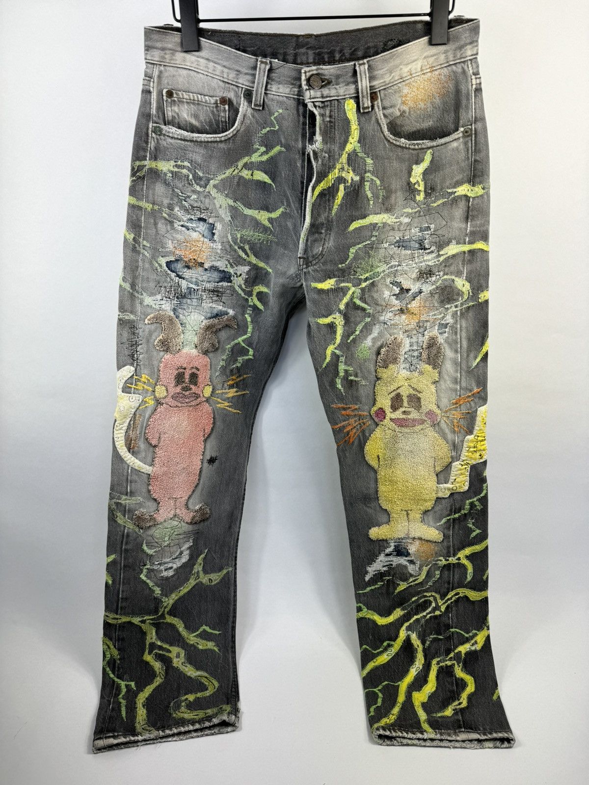 Proleta Re Art X ERI MEME 1/1 HAND MADE GLITCH TOON POKEMON RYDEEN JEANS Size US 32 / EU 48 - 1 Thumbnail
