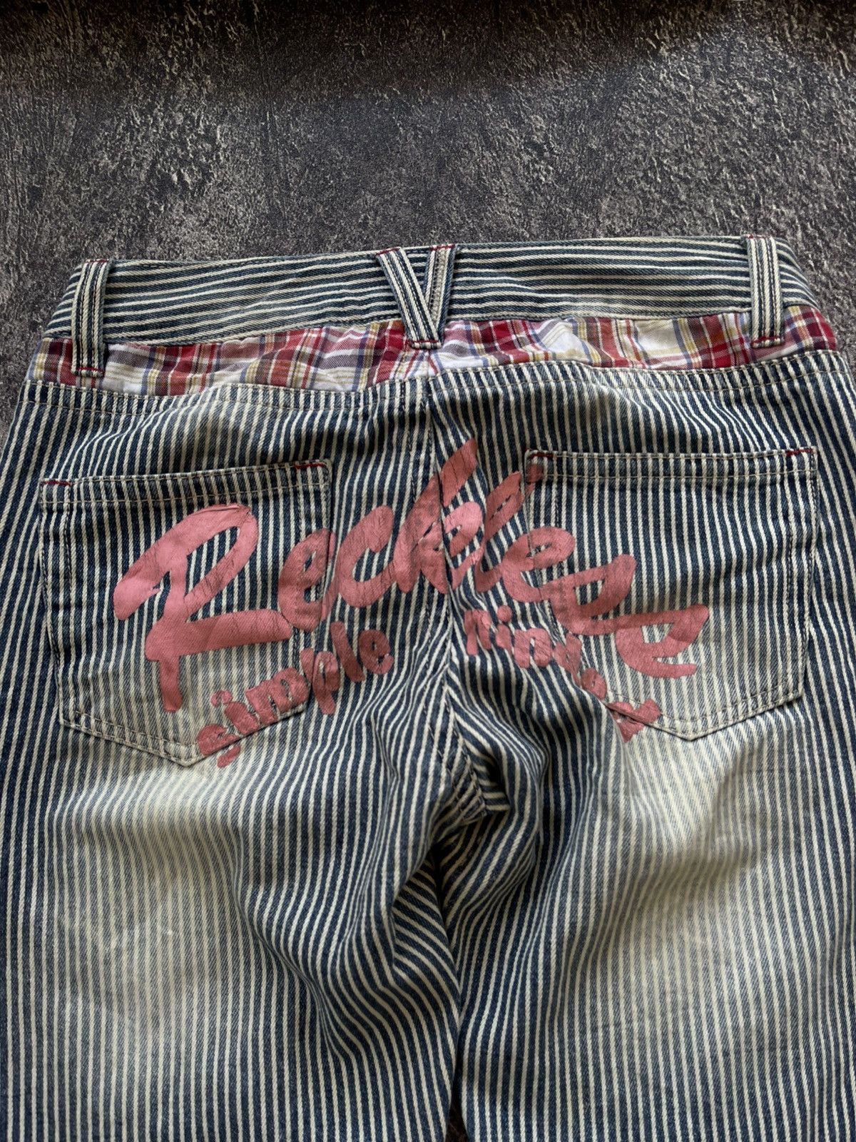 Japanese Brand Y2k Colza patchwork hickory bootcut jeans Size US 30 / EU 46 - 7 Thumbnail