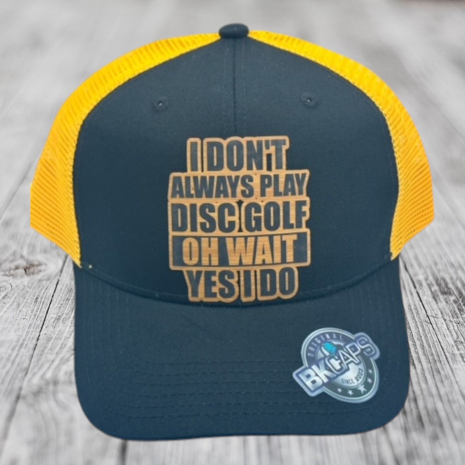 The Unbranded Brand Disc Golf Leather Patch Hat Trucker Hat Always Disc Golfing Size ONE SIZE - 1 Thumbnail