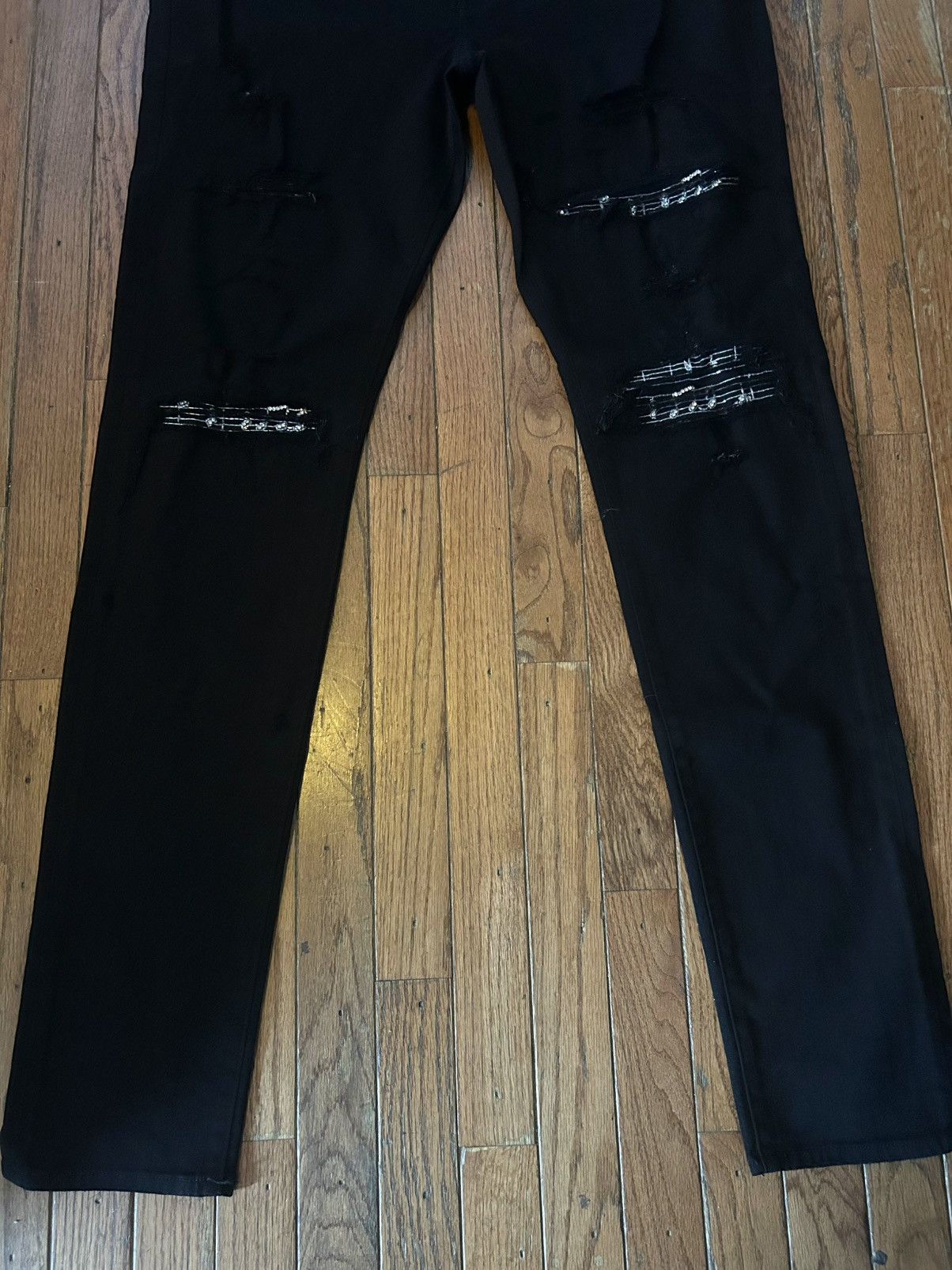 Amiri Amiri Black Silver Crystal Music Note Skinny Jeans - Size 38 Size US 38 / EU 54 - 5 Thumbnail