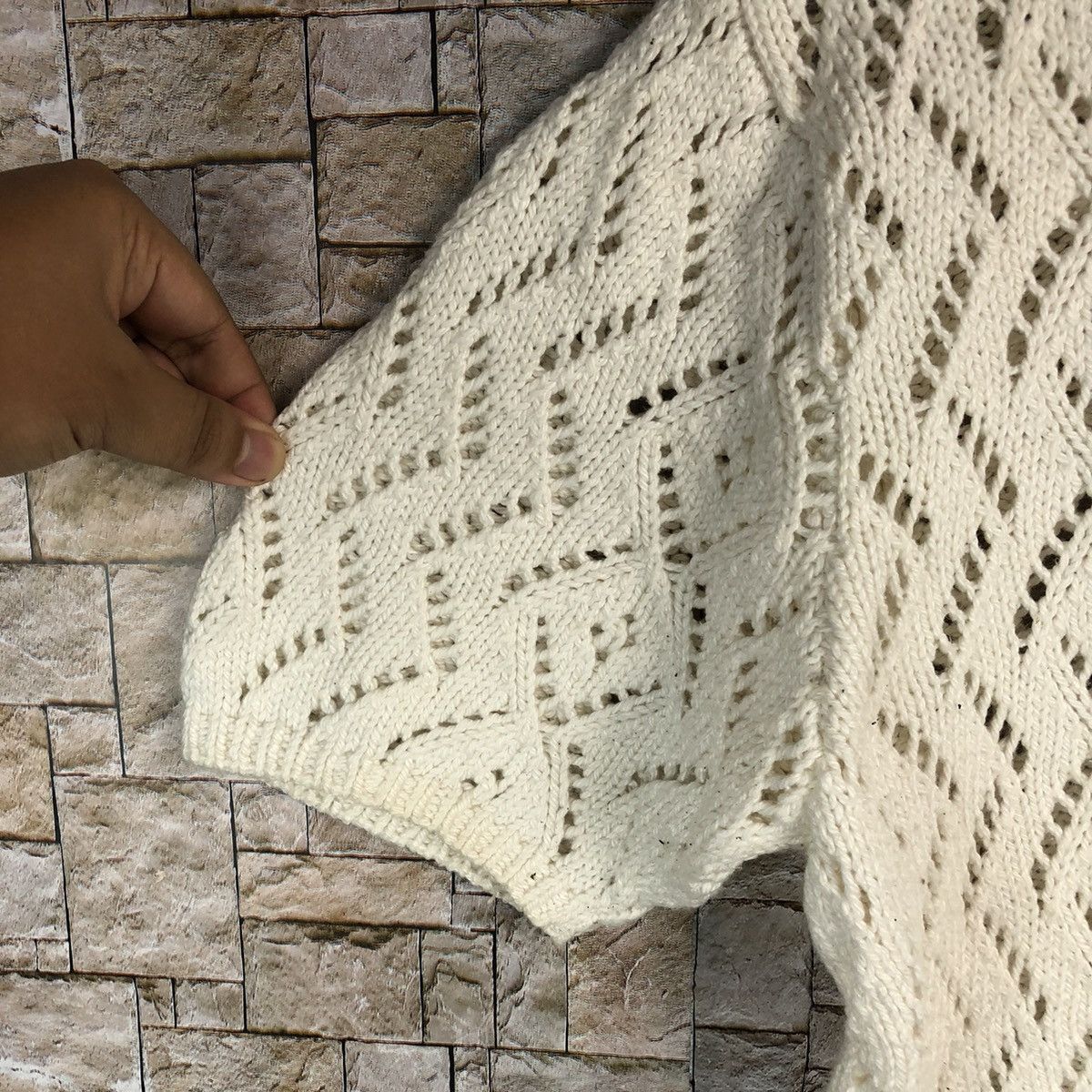 Japanese Brand × Vintage Japanese Brand White crochet mesh net Knitwear #A857 Size S / US 4 / IT 40 - 7 Thumbnail