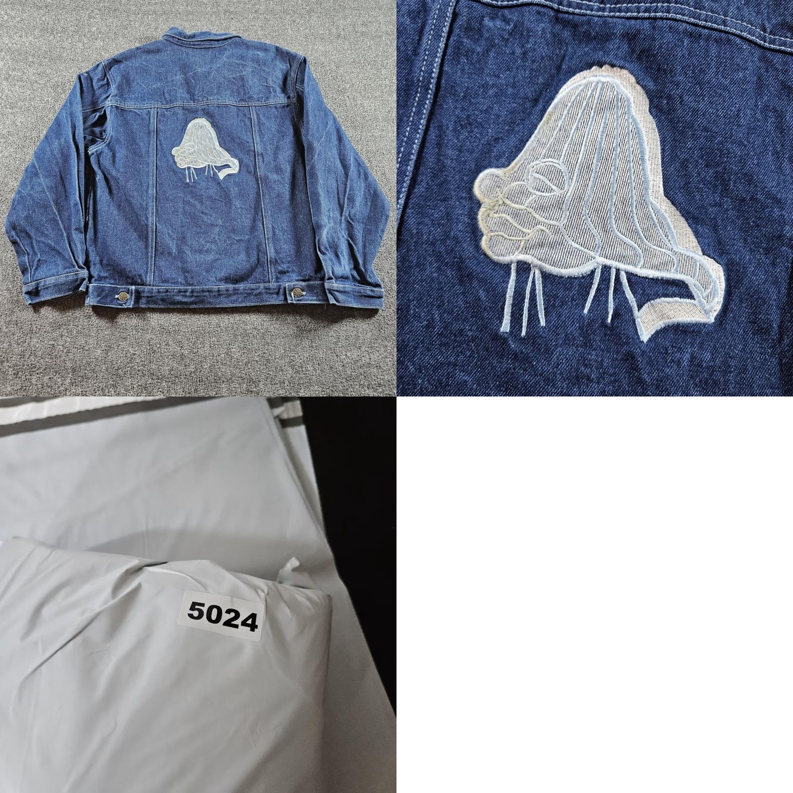 Fubu FUBU Platinum Denim Jean Jacket Mens L Blue Hip Hop Embroidered Back Graphic Bomber Jacket Size US 33 - 8 Thumbnail