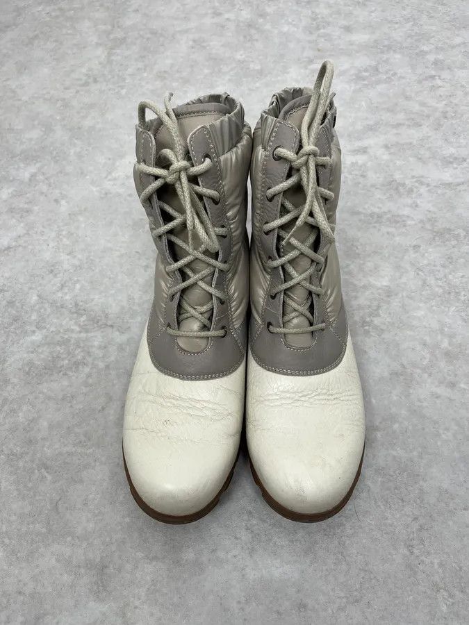 Moncler Moncler White & Grey Leather Puffer Boots Size US 9 / EU 42 - 4 Thumbnail