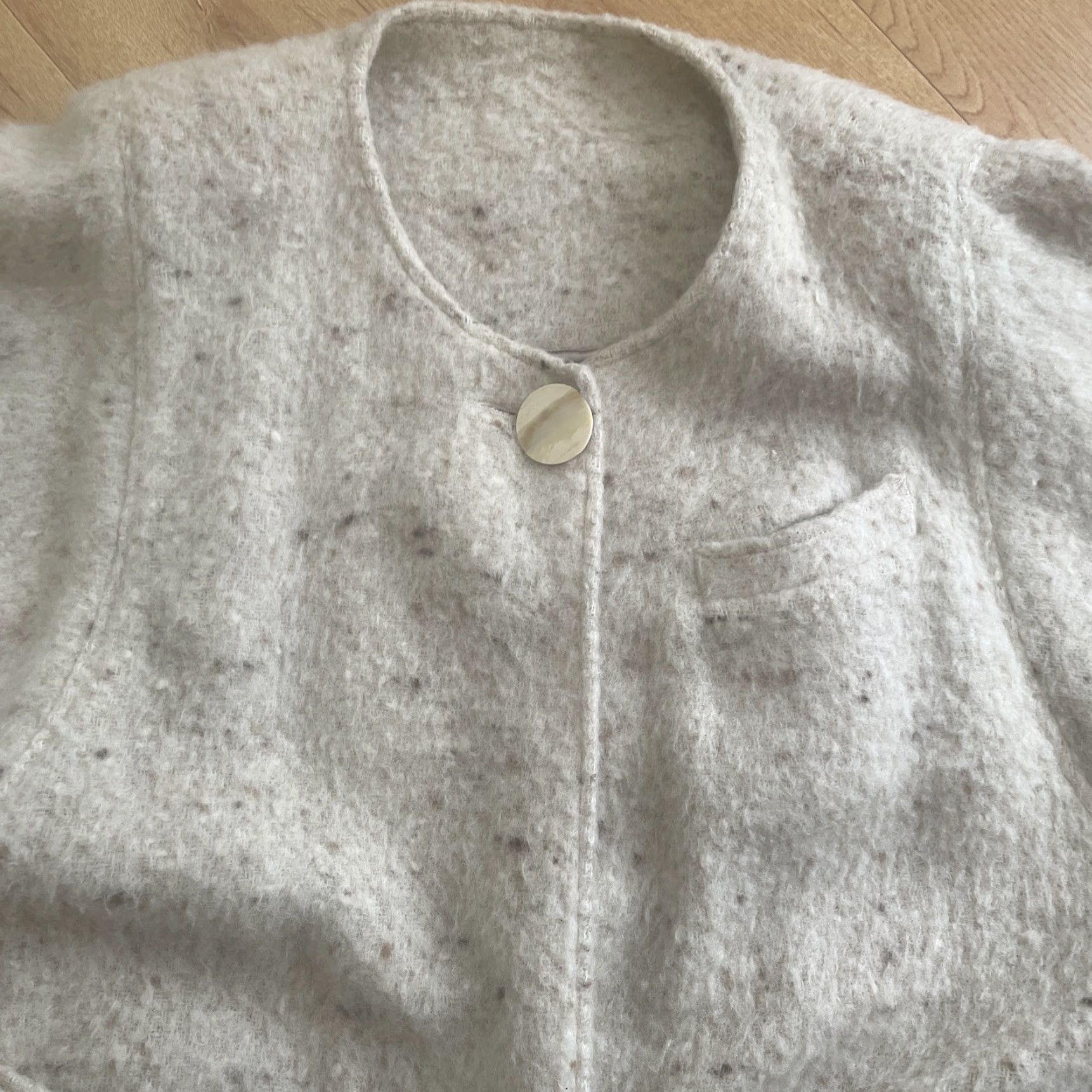 Vintage VINTAGE Bespoke Overcoat Womens Beige Wool Blend Duster Long Large Oversized Button Pockets 70s Bohemian Classic Designer Coat Women Size L / US 10 / IT 46 - 4 Thumbnail