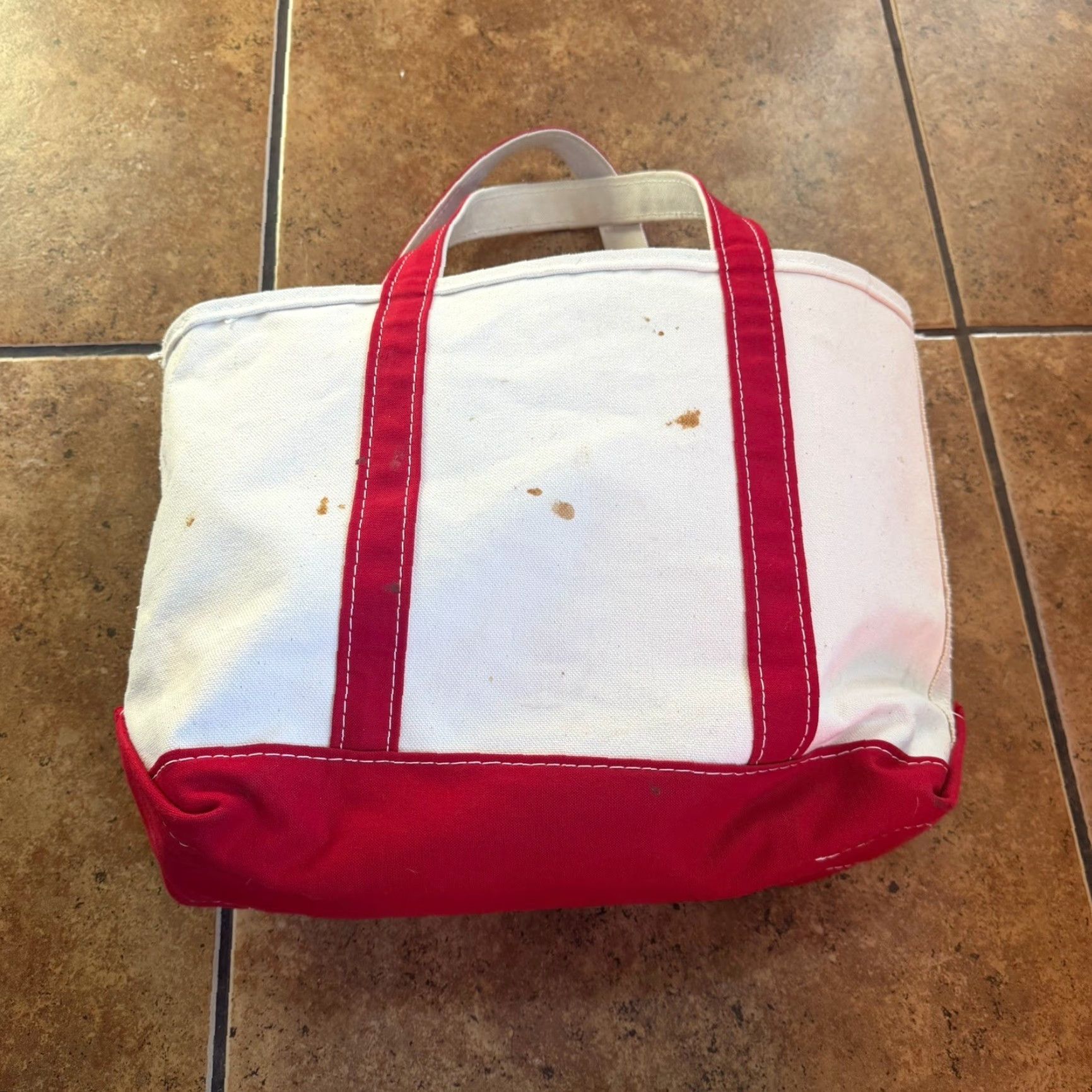 Vintage VINTAGE L.L. BEAN Boat Tote Red Canvas Bag Usa Made Wreath Christmas Tote Large Mens Men’s USA Canvas 16”x12” Size ONE SIZE - 2 Thumbnail