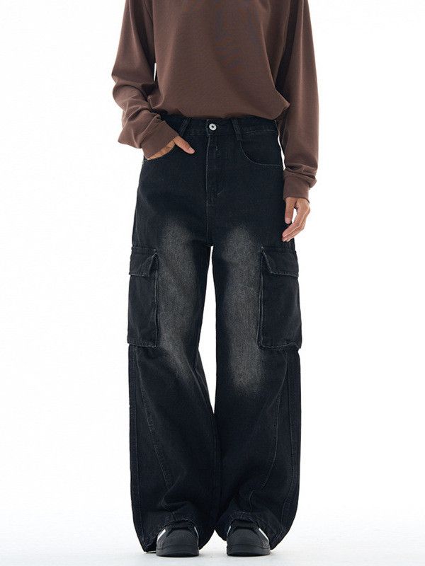 Japanese Brand American wide-leg patchwork multi-pocket cargo jeans Size US 32 / EU 48 - 1 Thumbnail