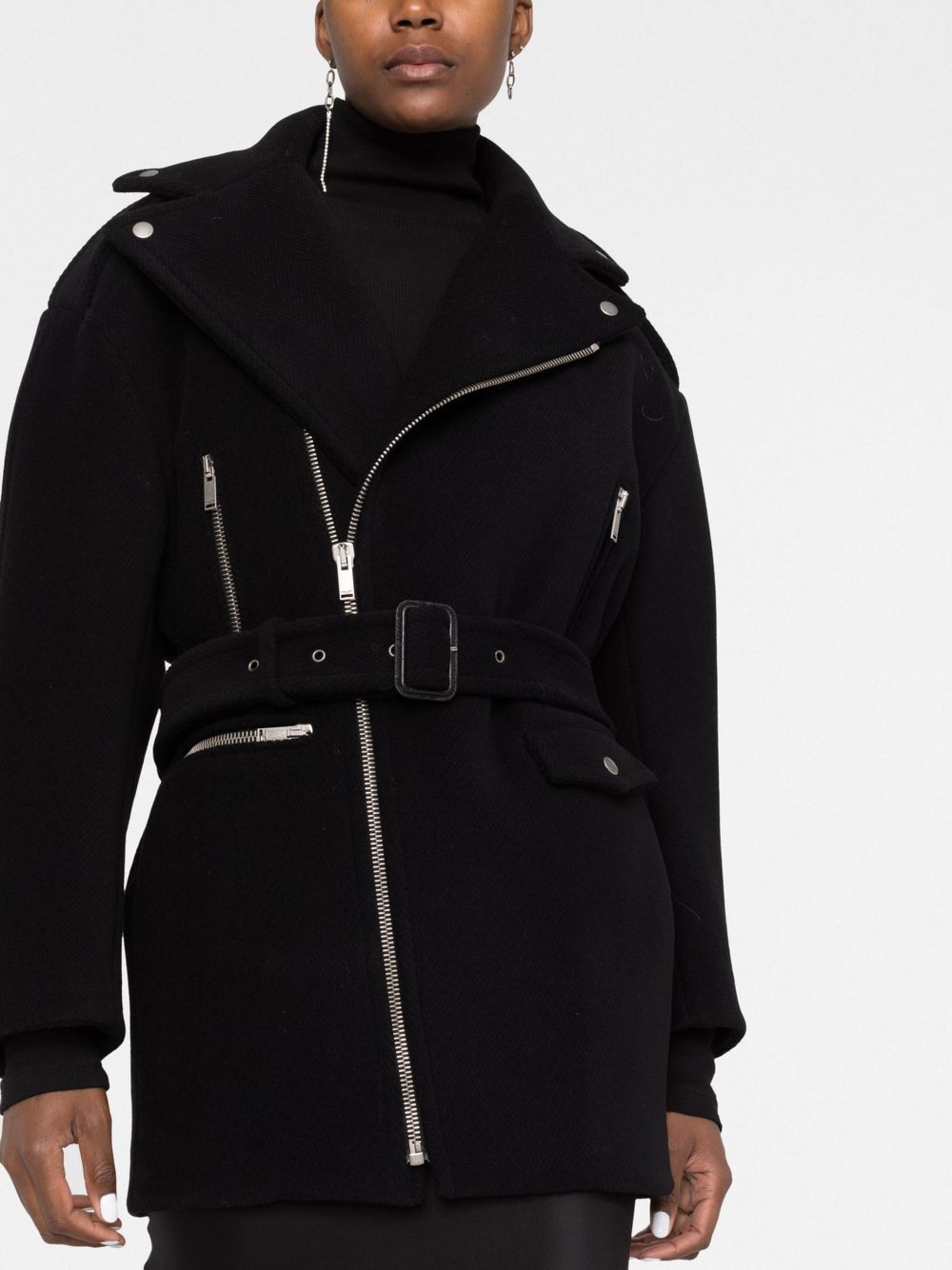Saint Laurent Paris o1s1wg111124 Manteau Chevron Mousse Coat in Black Size M / US 6-8 / IT 42-44 - 8 Thumbnail