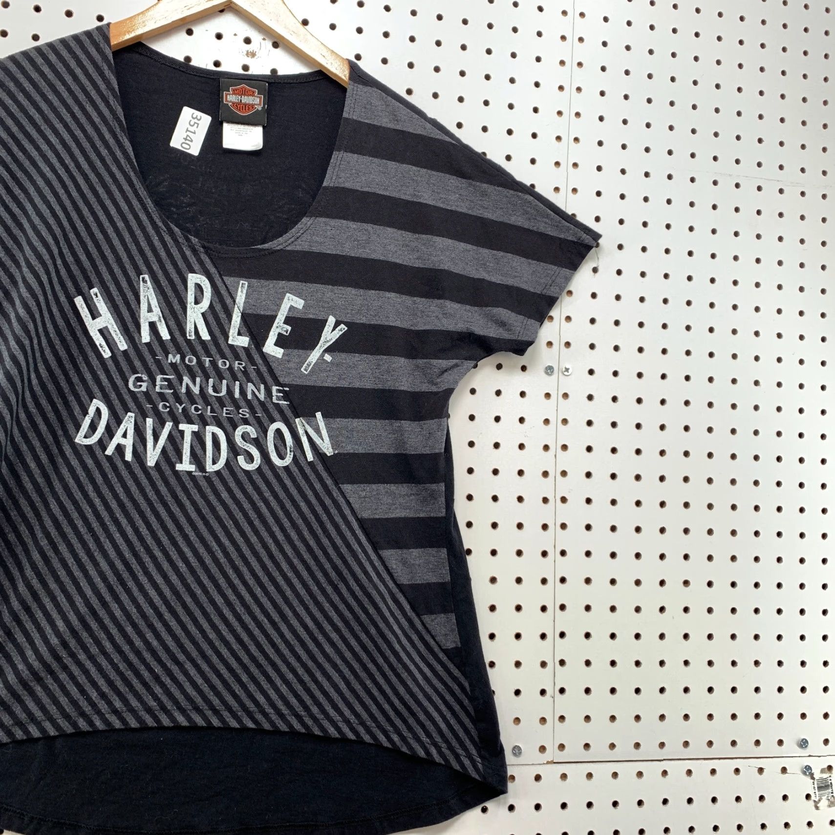 Harley Davidson Harley-Davidson Womens Large Motorcycle Top Black Gray Striped Long Sleeve T-Shirt 16x26 Size L / US 10 / IT 46 - 5 Thumbnail