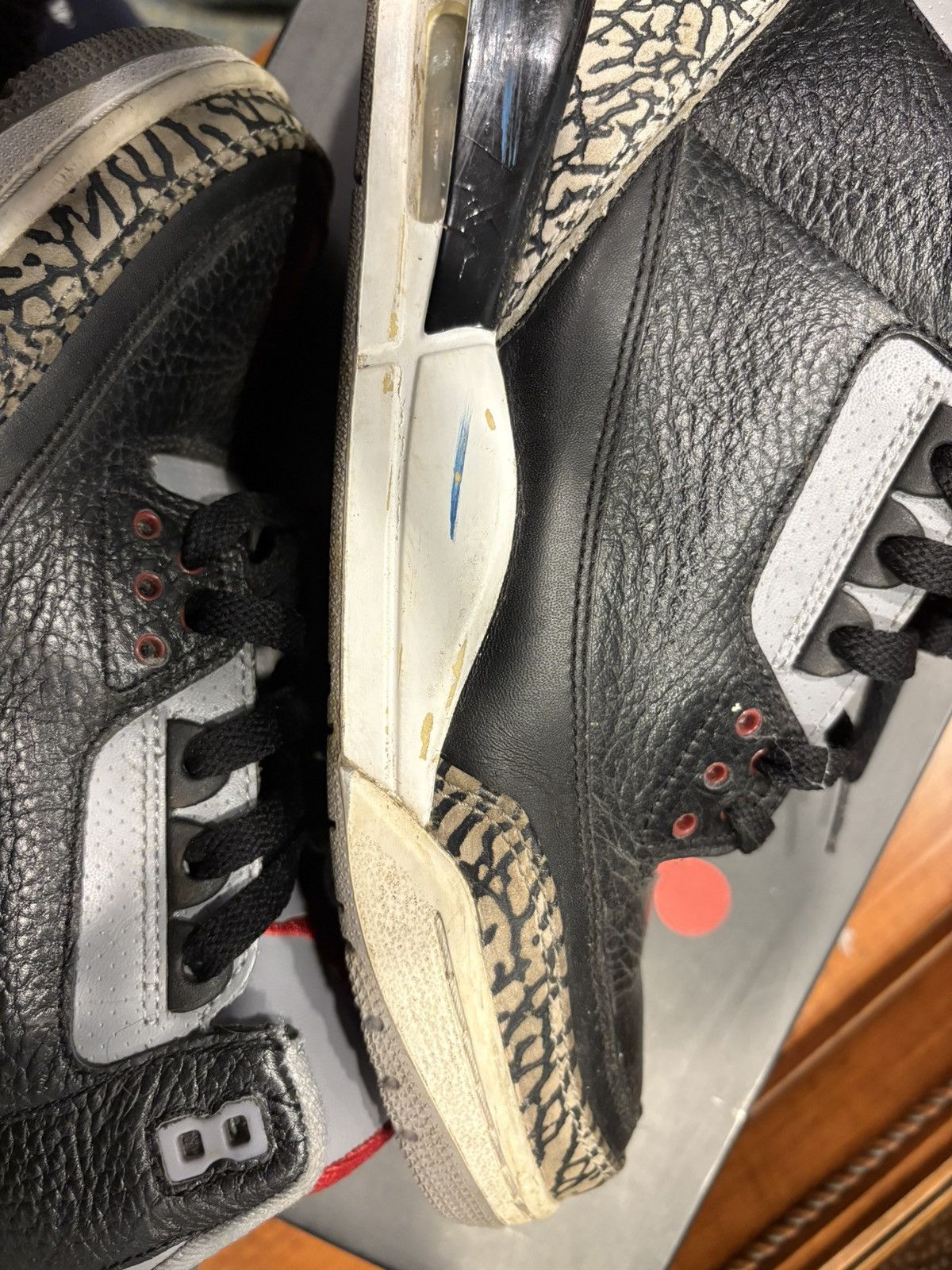 Jordan Brand × Nike Pre Owned 2011 Nike Air Jordan Retro 3 black cement. Size US 9.5 / EU 42-43 - 9 Thumbnail