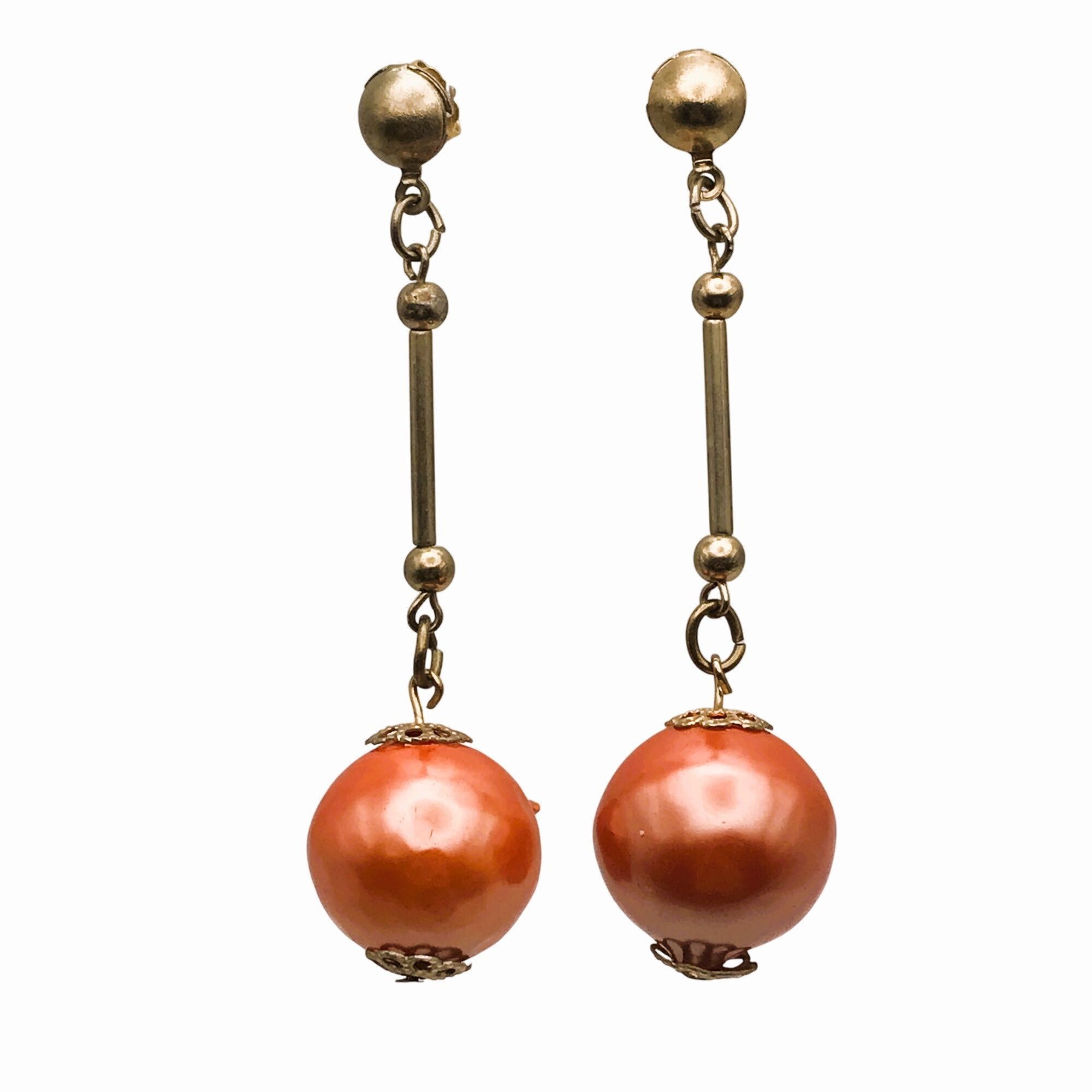 Vintage Frosted Orange Dangle Drop Earrings Groovy Go Go Dancer Size ONE SIZE - 1 Thumbnail