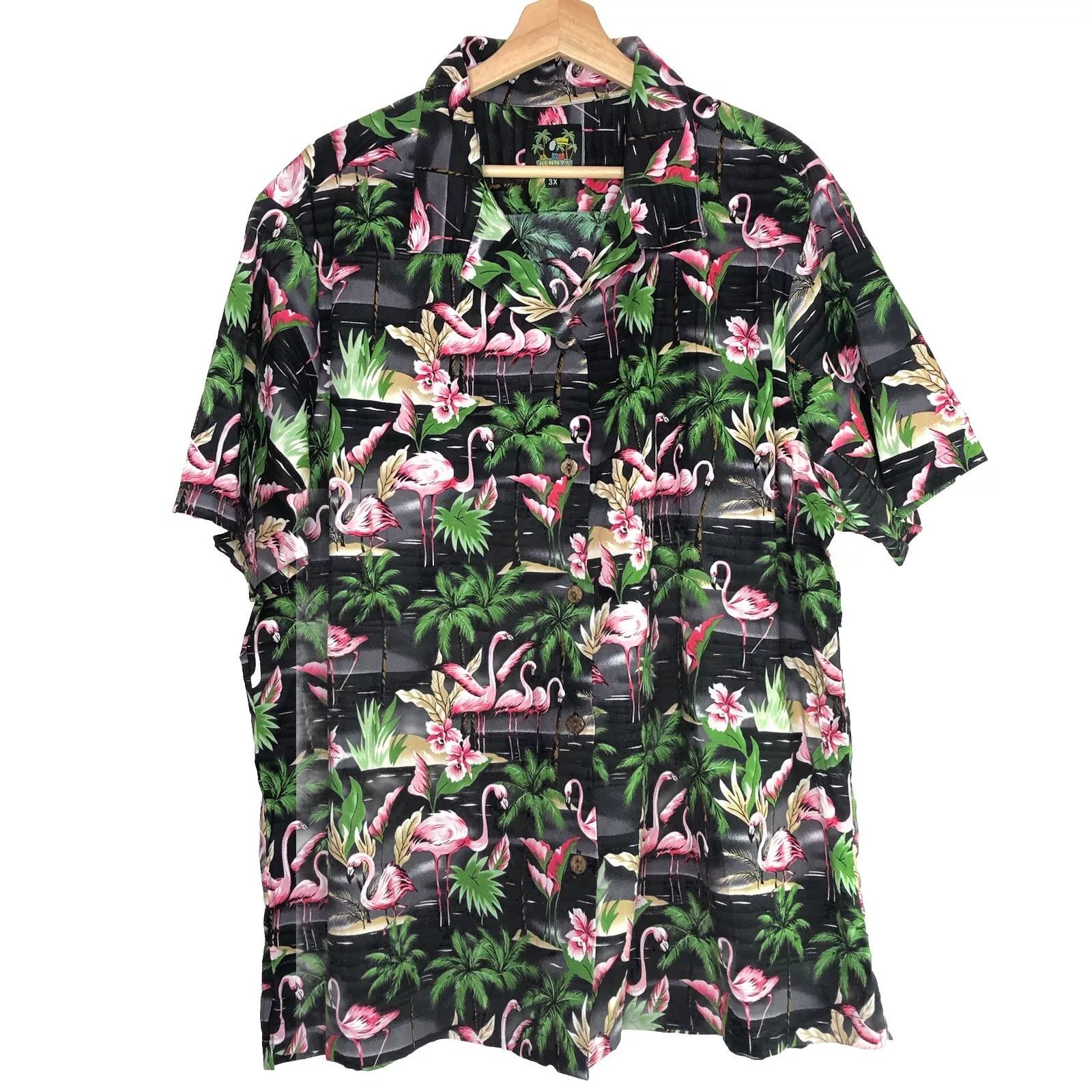 Other Benny's Aloha Shirts Hawaiian Black Flamingos Floral 3X Size US XXL / EU 58 / 5 - 1 Thumbnail