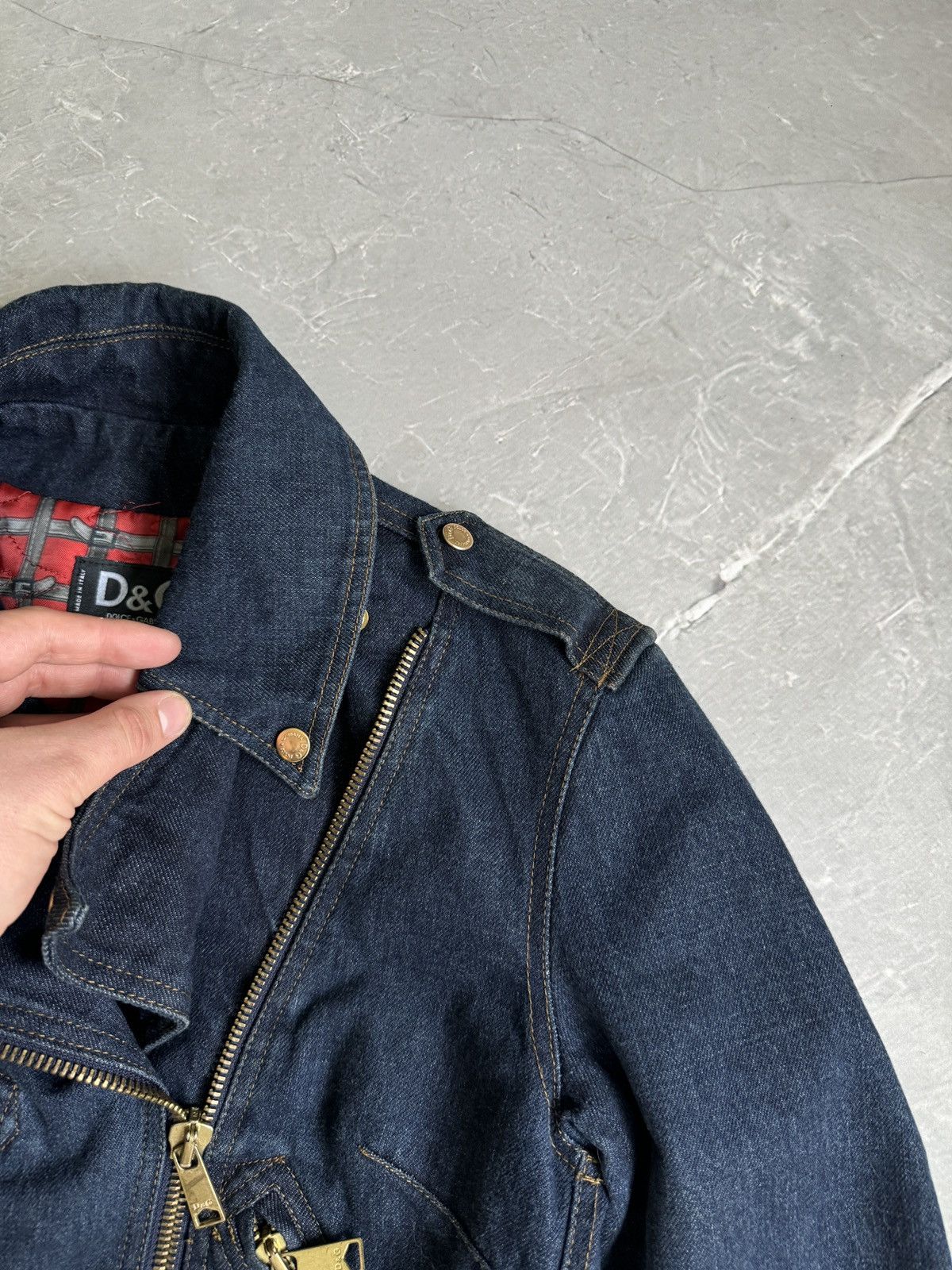 Dolce & Gabbana Vintage 00s Dolce & Gabbana Denim Biker Trench Coat Jacket Size S / US 4 / IT 40 - 18 Thumbnail