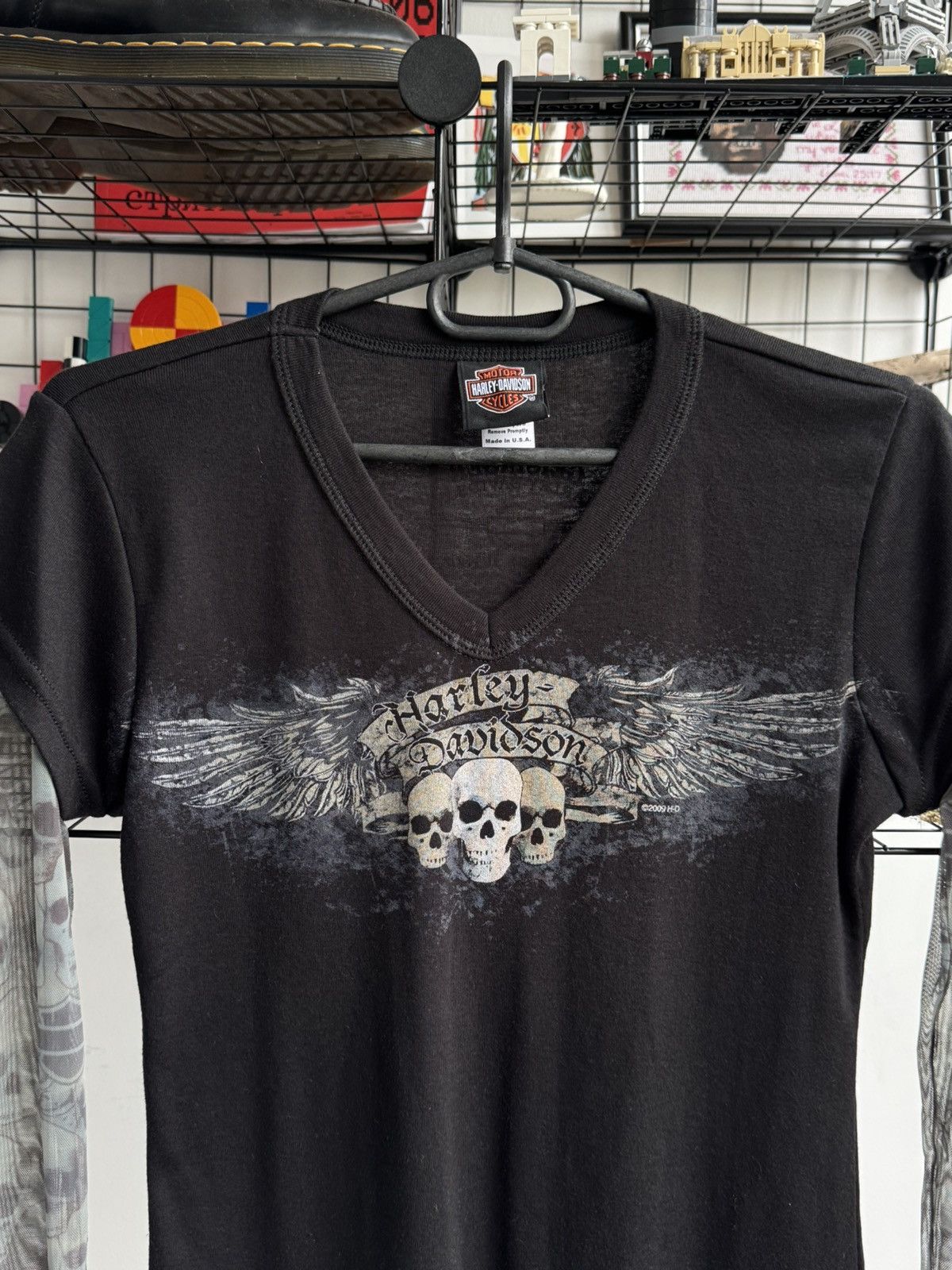 Harley Davidson Vintage Y2K HARLEY DAVIDSON Skull Mesh Long Sleeve Size M / US 6-8 / IT 42-44 - 2 Thumbnail