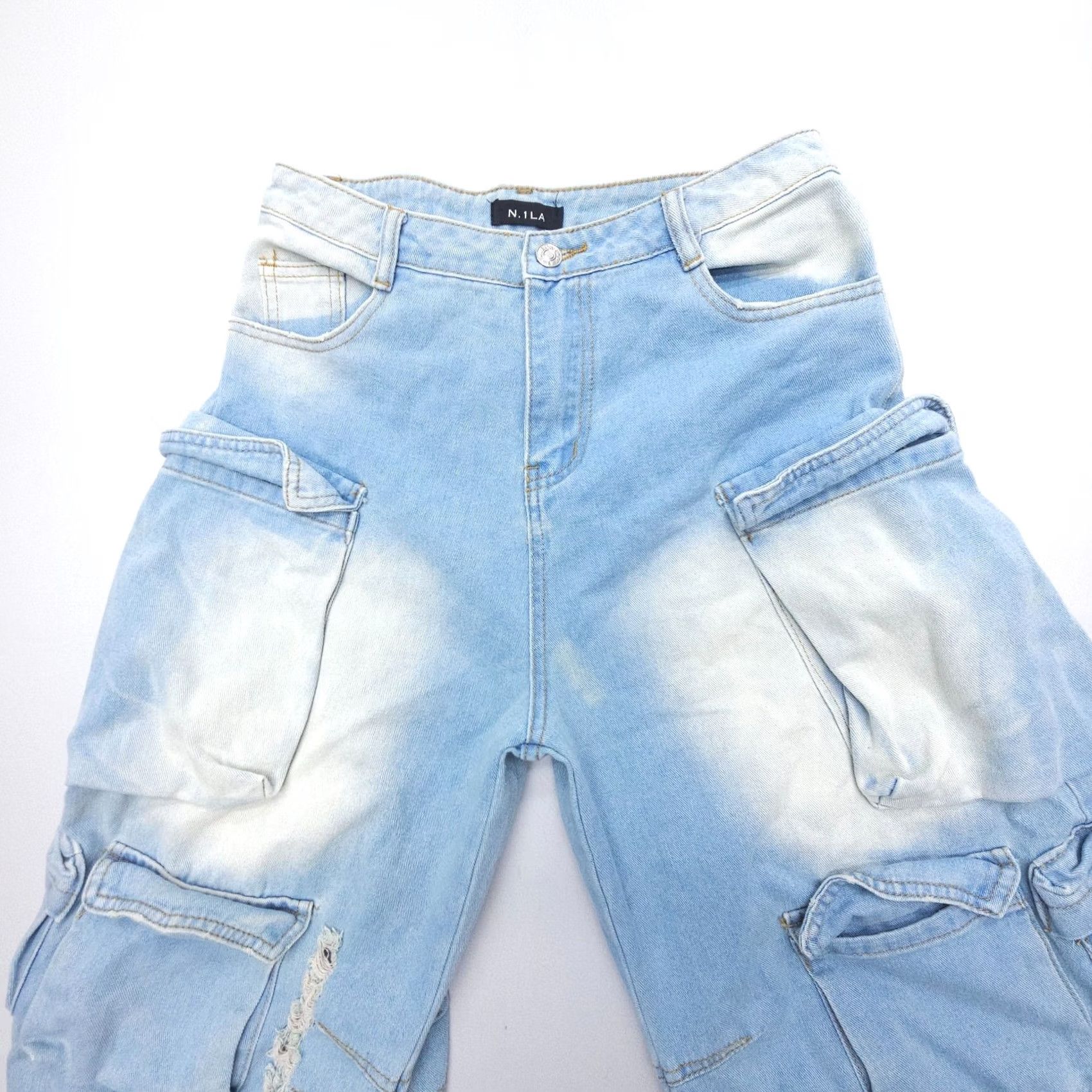 Vintage N.1 LA Wide Leg Baggy Cargo Jeans Size Medium (28x29") High Rise Barrel Street Size 32" / US 10 / IT 46 - 3 Thumbnail
