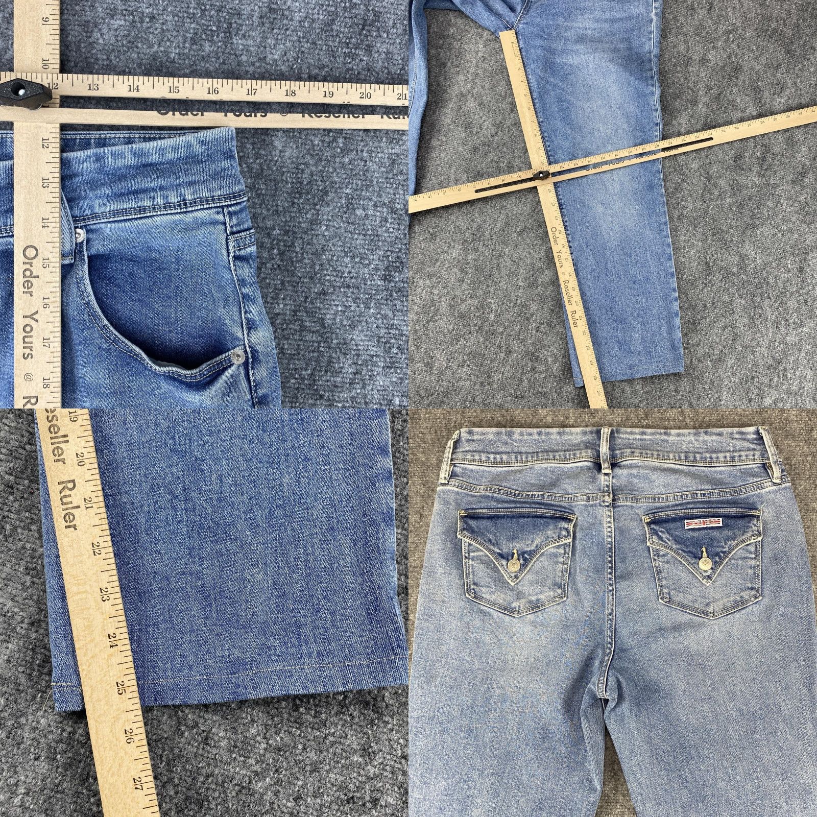 Hudson Hudson Jeans Womens 12 Light Wash Blue Straight Leg Stretch Denim Flap Pockets Size 34" / US 12 / IT 48 - 8 Thumbnail