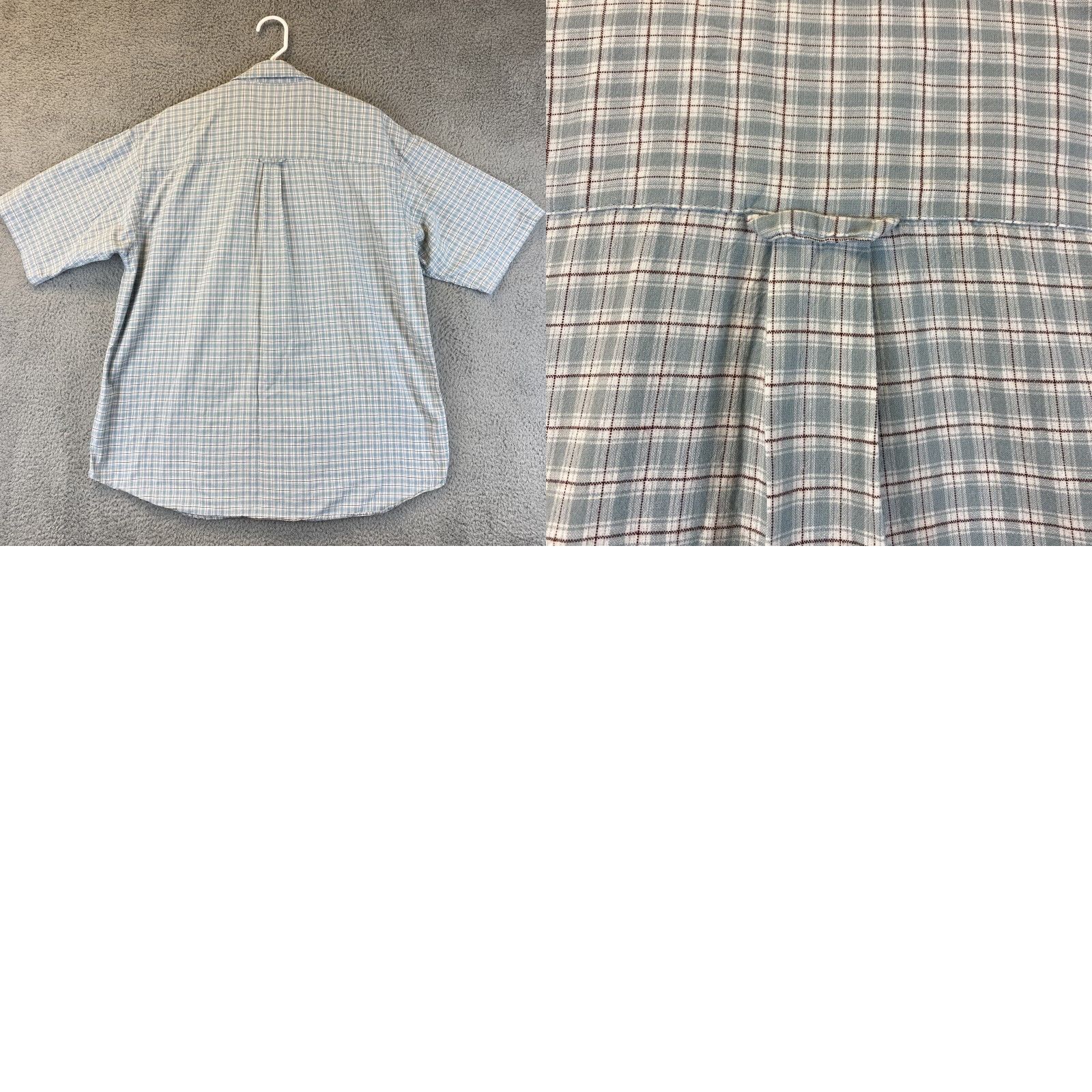 Vintage Columbia Men's Short Sleeve Plaid Cotton Shirt XL Casual Travel Workwear Blue Gray Size US XL / EU 56 / 4 - 8 Thumbnail