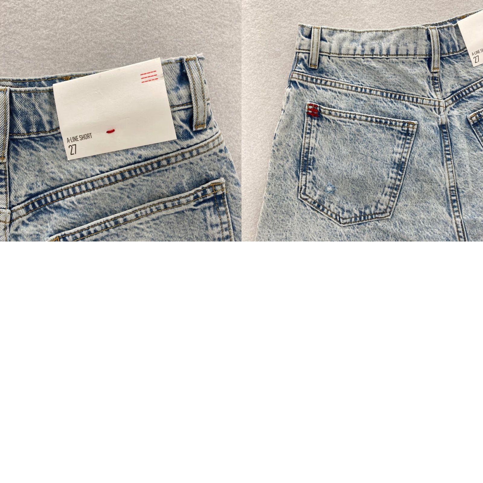 Bdg BDG Urban Outfitters A Line Shorts Women 27 Blue Denim Distressed Raw Hem NWT Size 27" / US 4 / IT 40 - 9 Thumbnail