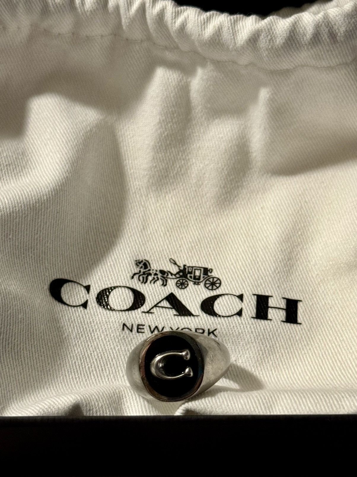 Coach Coach Men's Sterling Silver Signature C Signet Ring Size ONE SIZE - 1 Thumbnail