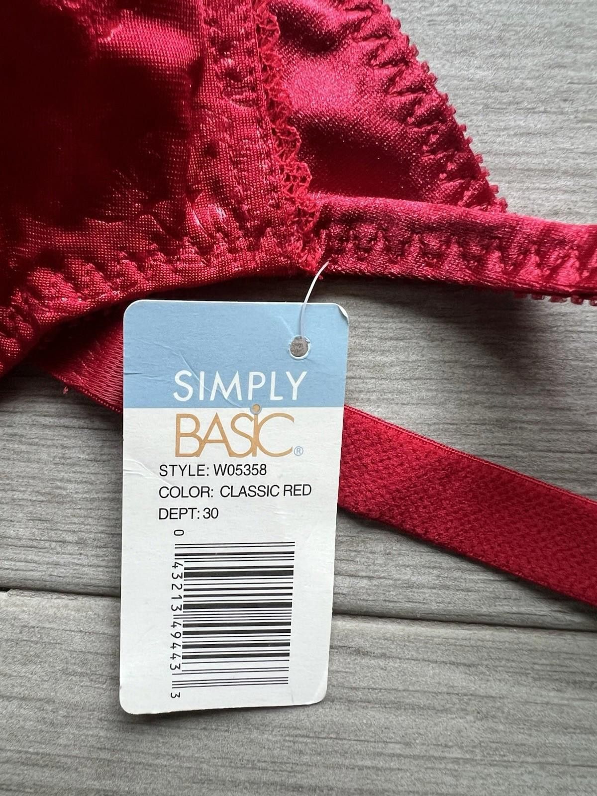 Other Simply Basic Bra Size 42C Red Floral Style Wireless New Size ONE SIZE - 4 Thumbnail