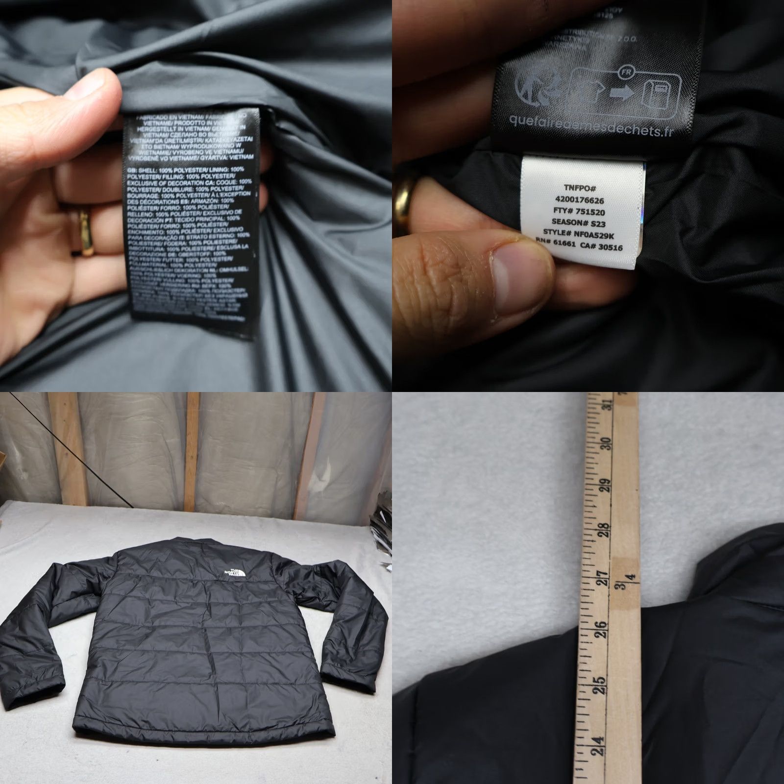 The North Face VINTAGE The North Face Jacket Mens S Black Quilted Puffer Full Zip Logo Embroidered Stand-Up Collar Size US S / EU 44-46 / 1 - 8 Thumbnail