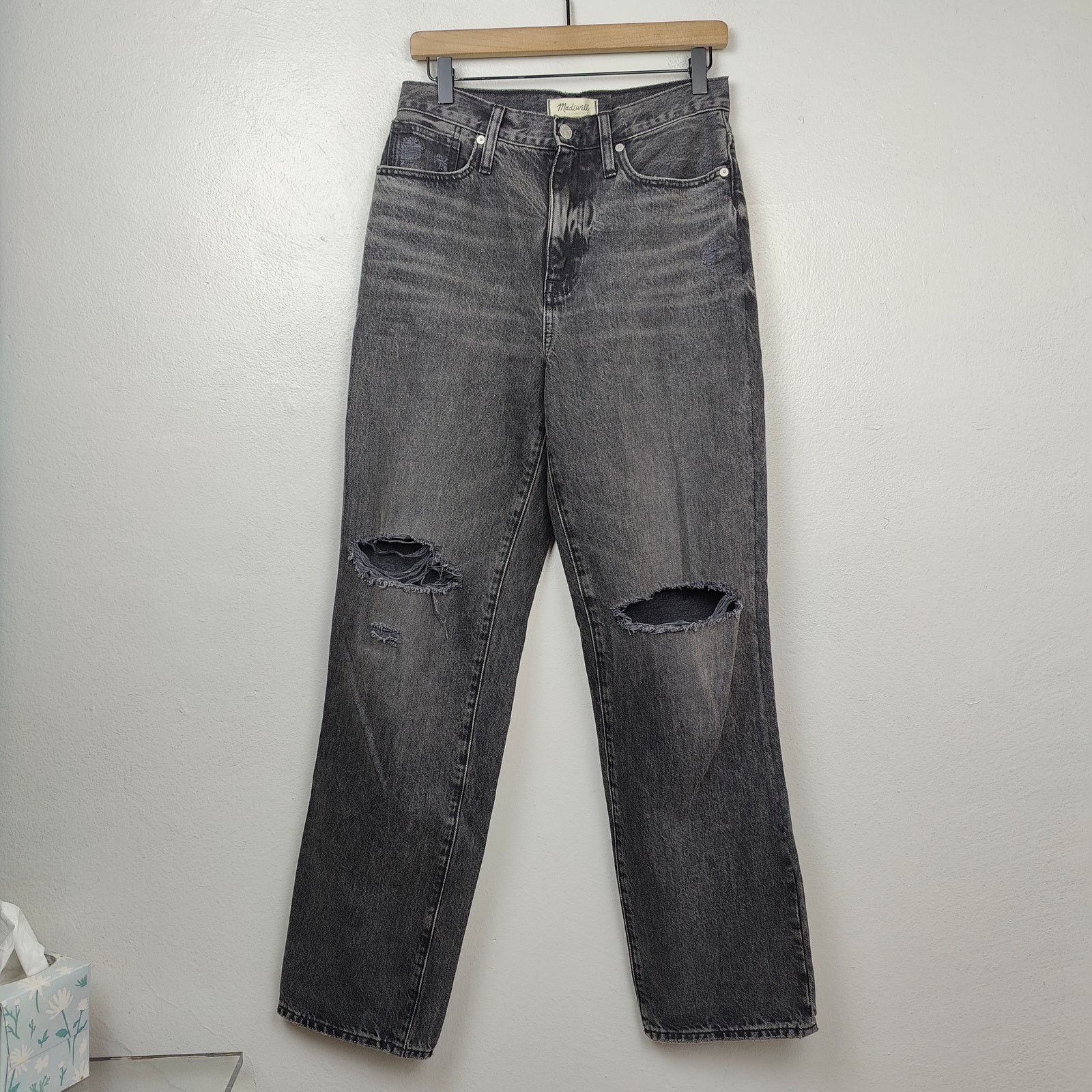 Madewell Madewell Baggy Straight Jeans Womens 26 Charcoal Cavell Wash Size 26" / US 2 / IT 38 - 1 Thumbnail