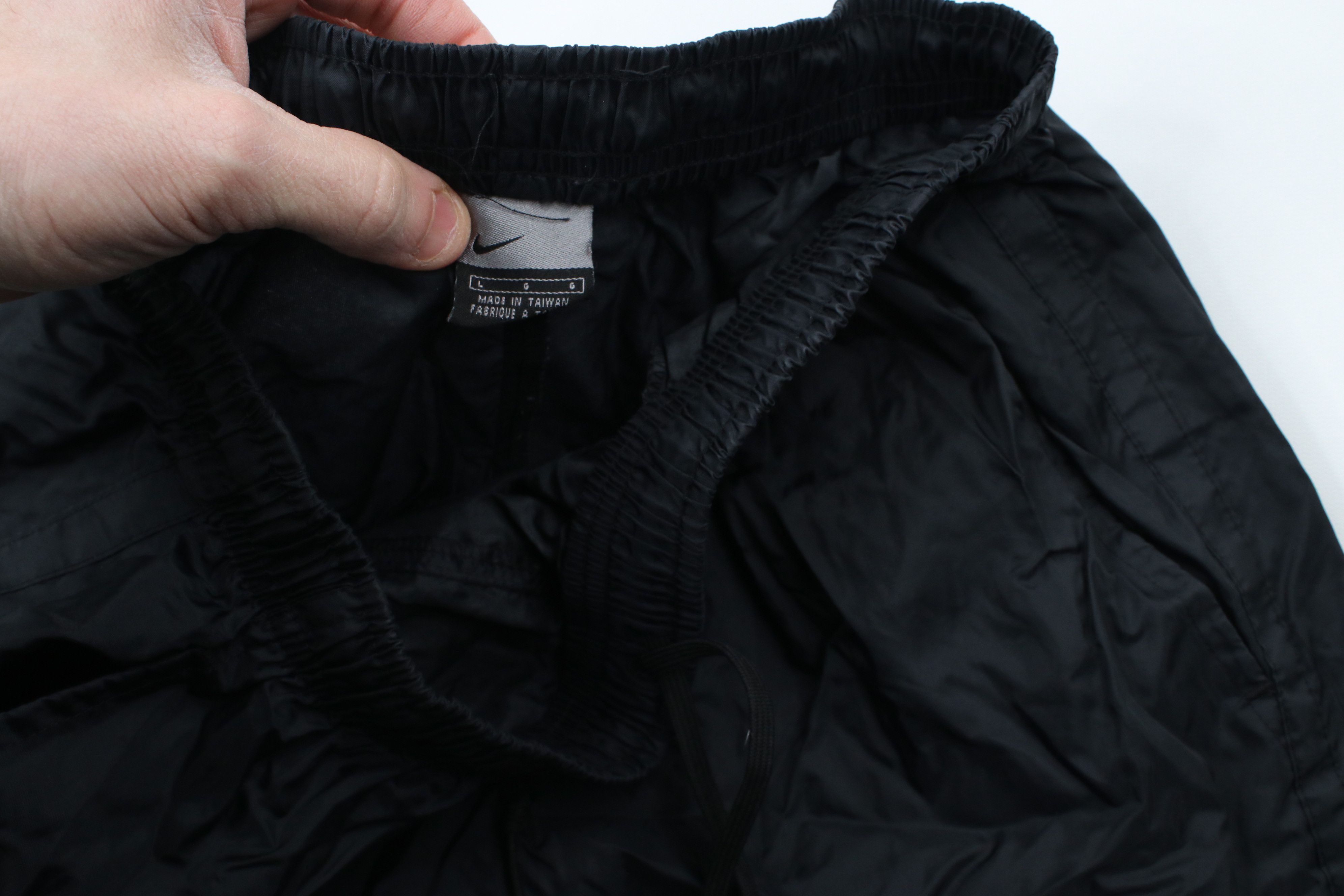 Nike × Vintage Vintage Nike Mini Swoosh Wide Leg Windbreaker Pants Black Size US 36 / EU 52 - 9 Thumbnail
