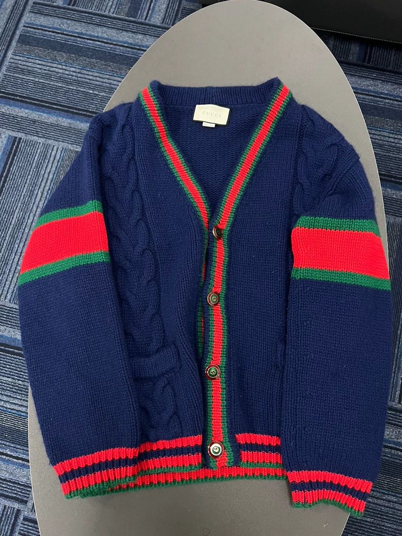 Gucci Gucci Red and green striped Logo button cardigan sweater 25 Size US S / EU 44-46 / 1 - 1 Thumbnail