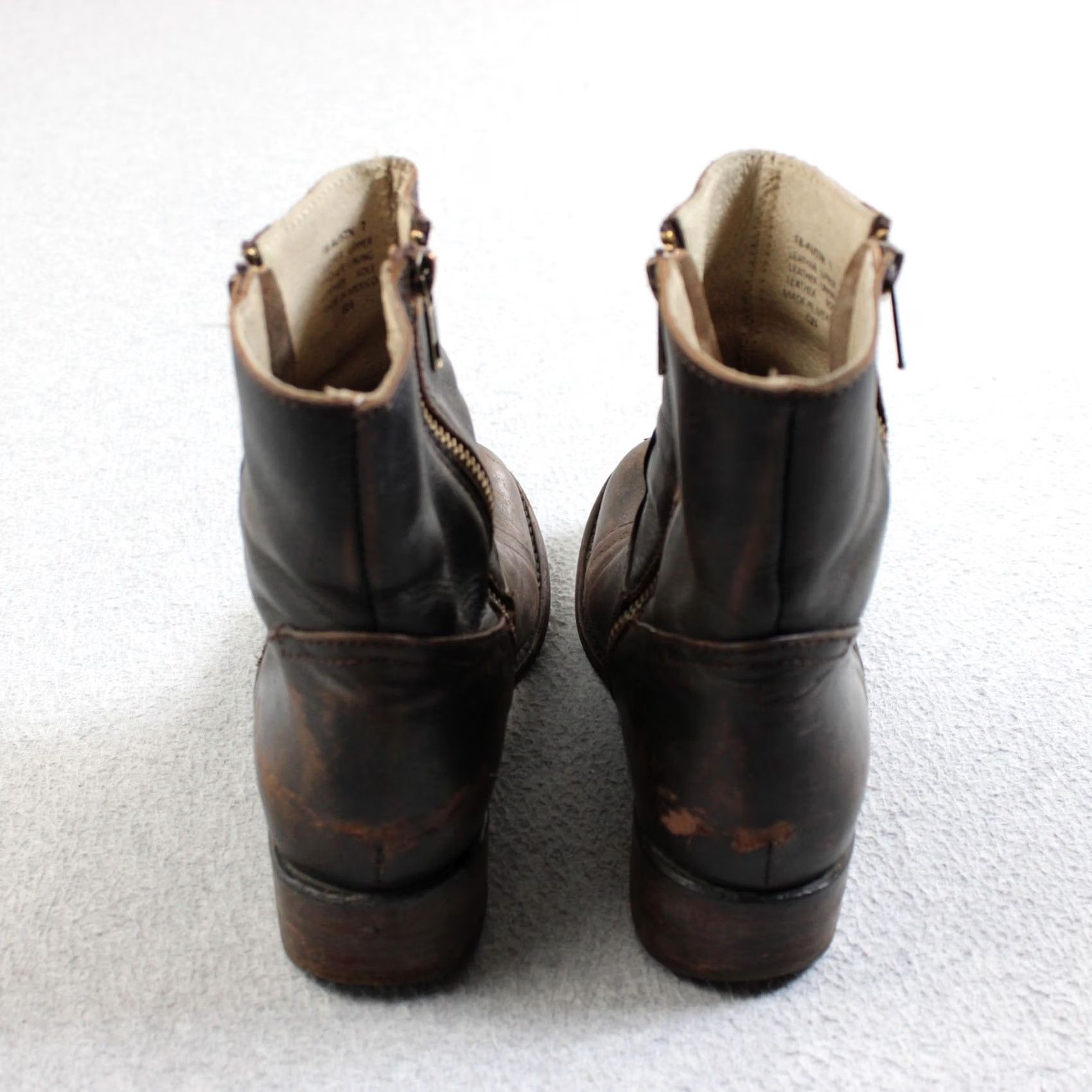 Frye Frye Brown Leather Ankle Zip Bootie Boho Style Womens 7 US Size Size US 7 / IT 37 - 7 Thumbnail