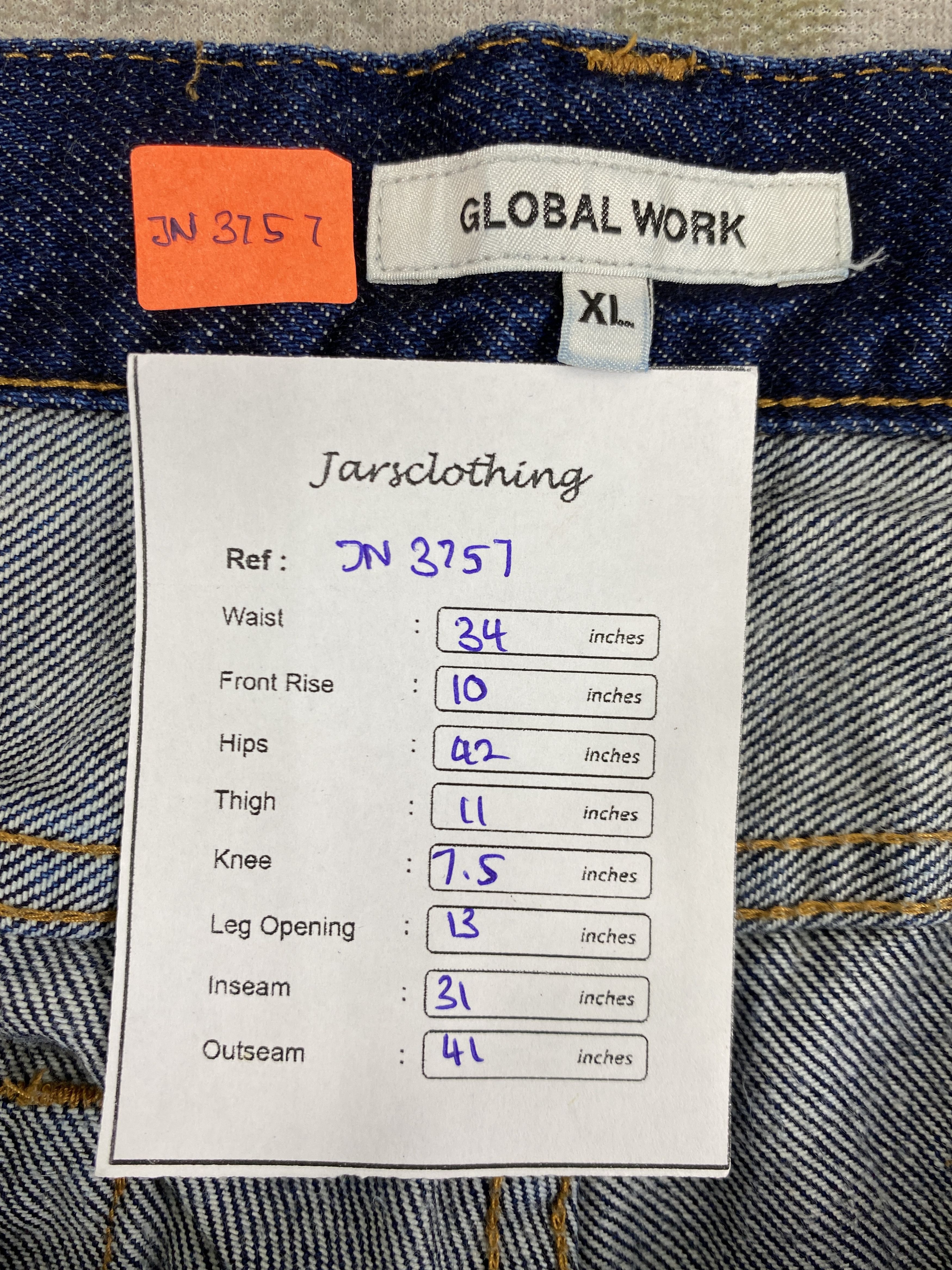 Japanese Brand Blue Vintage Global Work Jeans 34x31 Denim- JN3757 Size US 34 / EU 50 - 8 Thumbnail