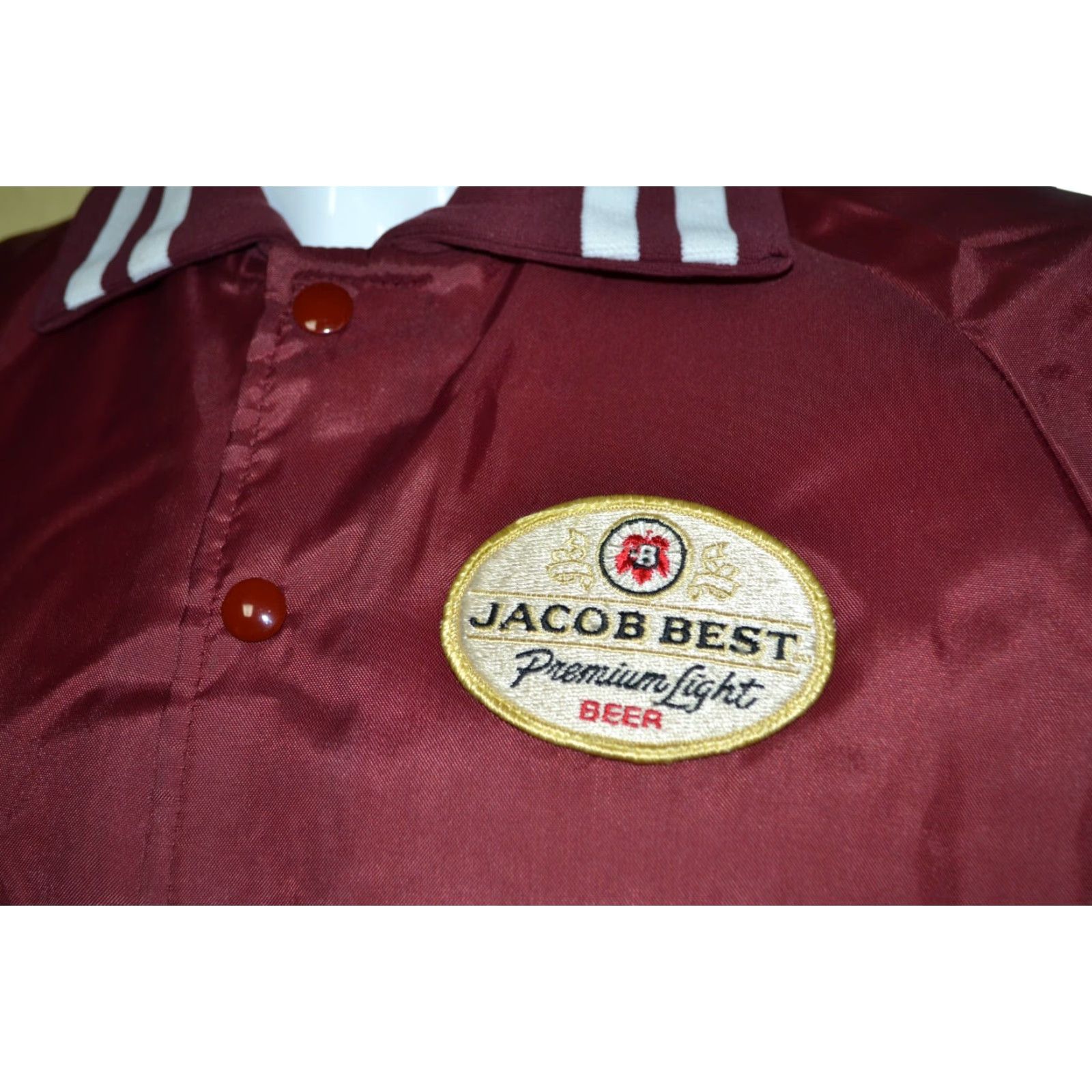 Vintage VTG Upstream Jacket Windbreaker Pabst Jacob Best Beer Maroon Medium M Men Nylon Lined Lightweight Velos? Size US M / EU 48-50 / 2 - 2 Thumbnail