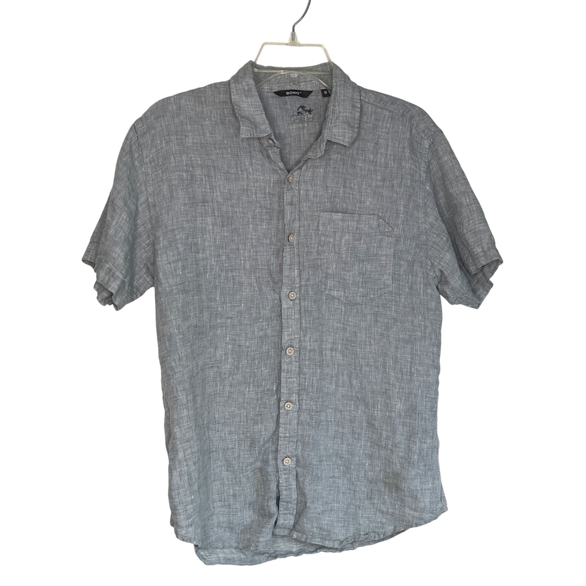 Other Bohio Mens Gray Linen Short Sleeve Button-Down Shirt M 32g Size US M / EU 48-50 / 2 - 1 Thumbnail