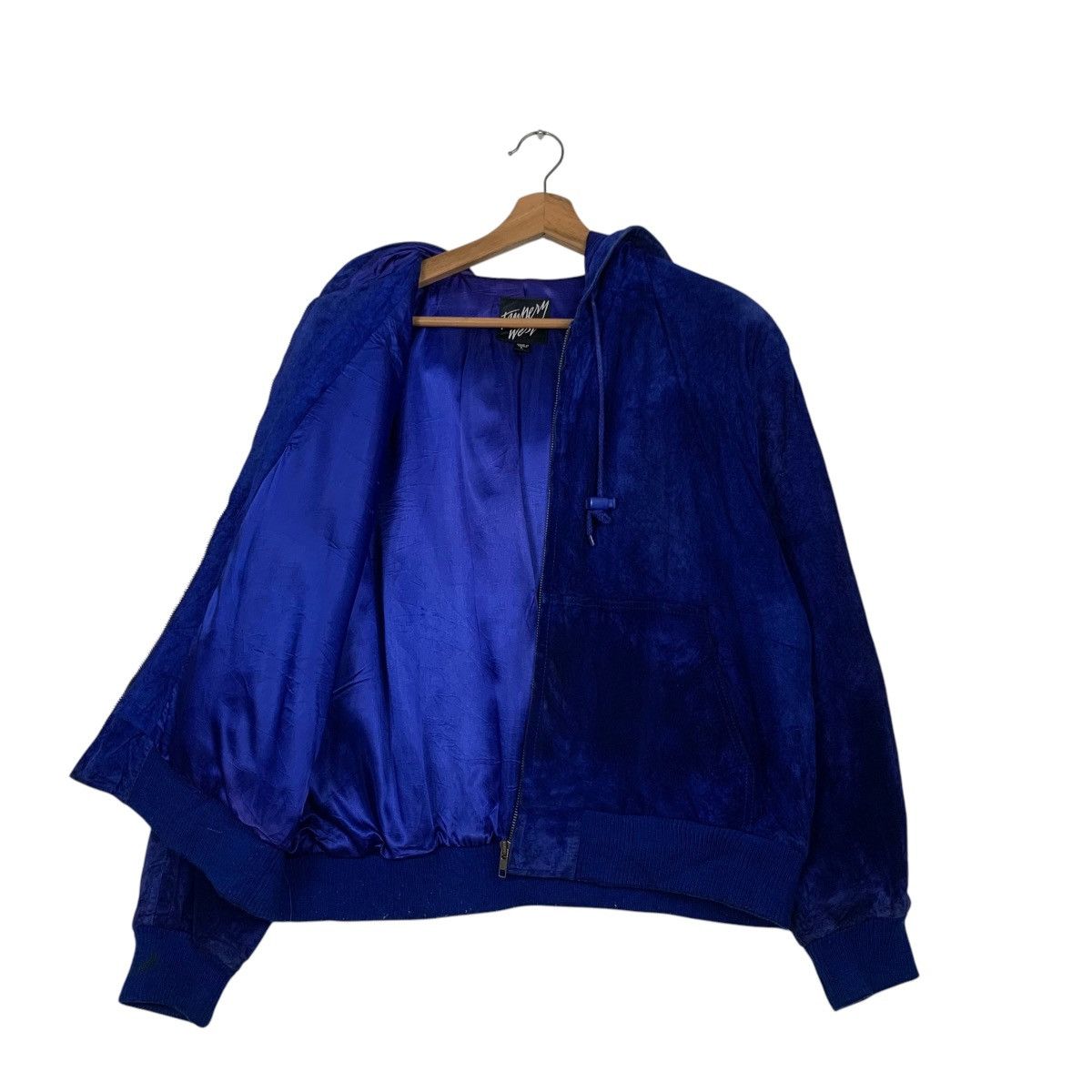 Japanese Brand TAMNERY WEST Hooded Blue Suede Leather Jacket #2437-C109 Size US L / EU 52-54 / 3 - 10 Thumbnail