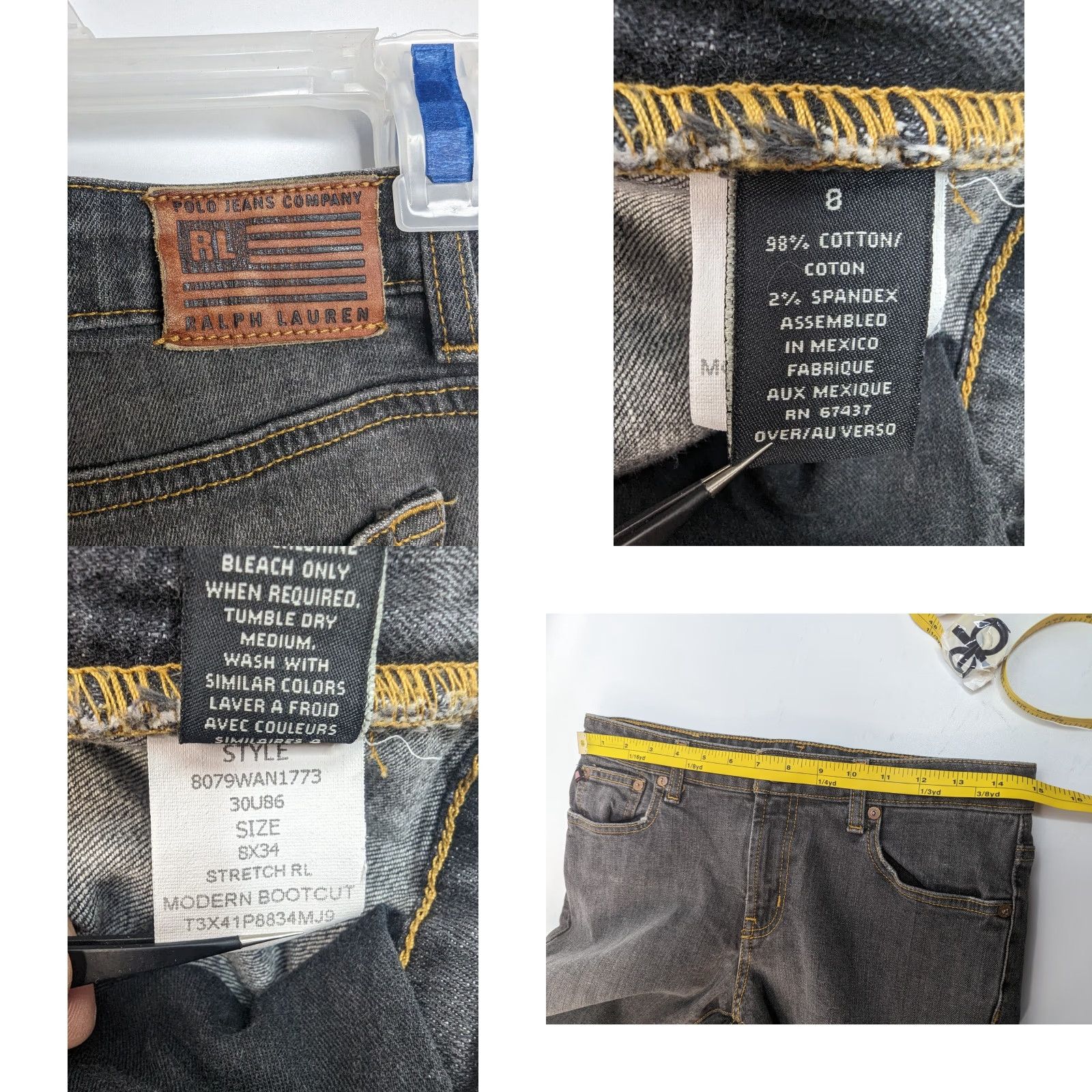 Polo Ralph Lauren Polo Ralph Lauren Jeans Boot Cut Denim Womens 8x34 Black Dark Stretch Modern Retro? Size 30" / US 8 / IT 44 - 8 Thumbnail