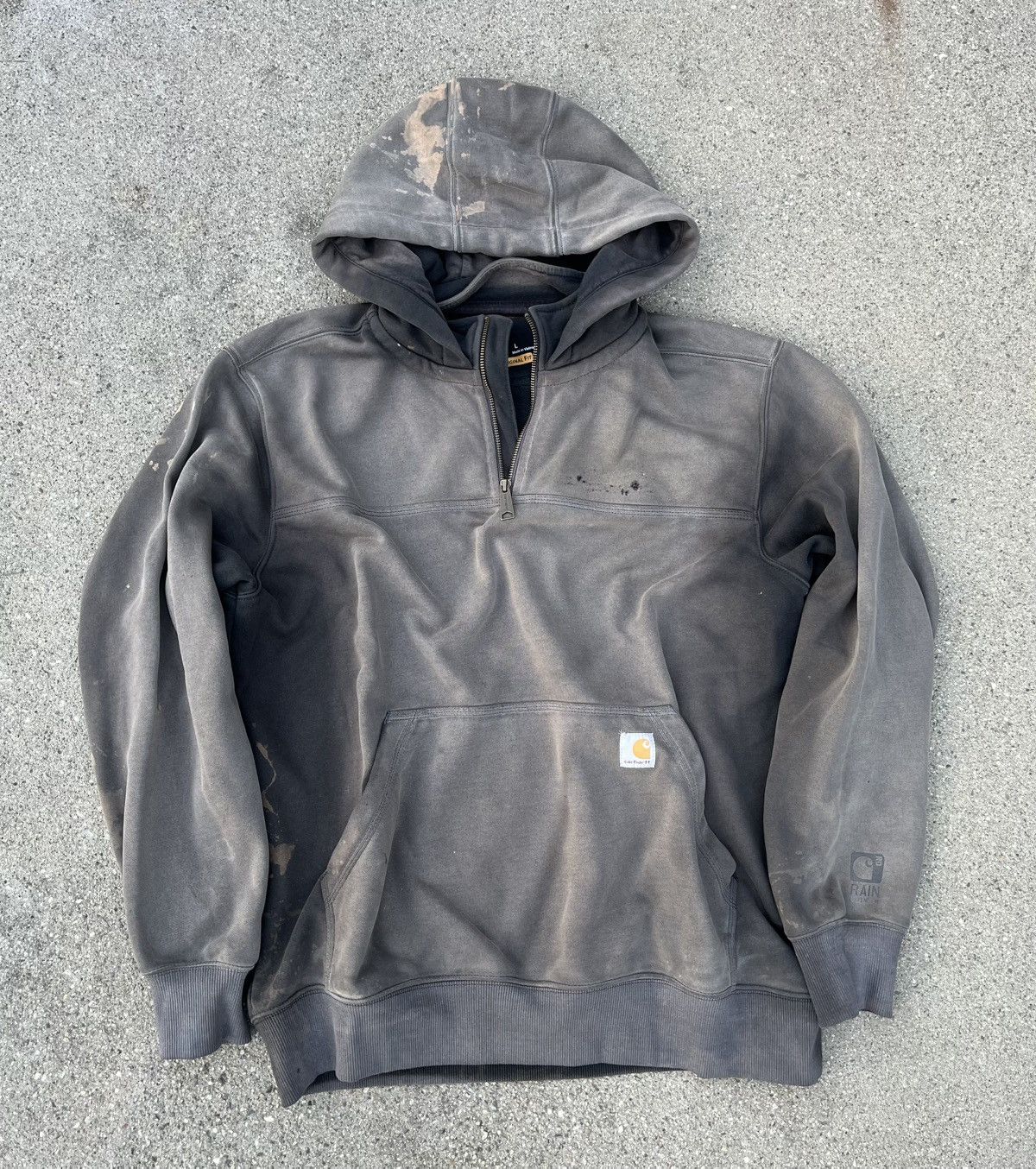Carhartt Custom Carhartt 1/4 Zip Hoodie Sun Fade Thrash Rain Defender Size US L / EU 52-54 / 3 - 1 Thumbnail